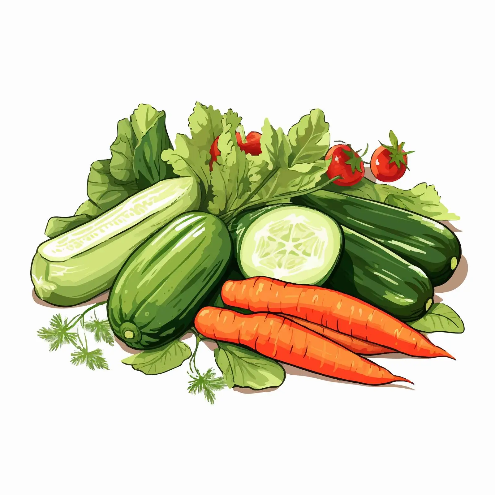 Fresh Tasty Vegetable Composition Vector Art — free download from Dotvec