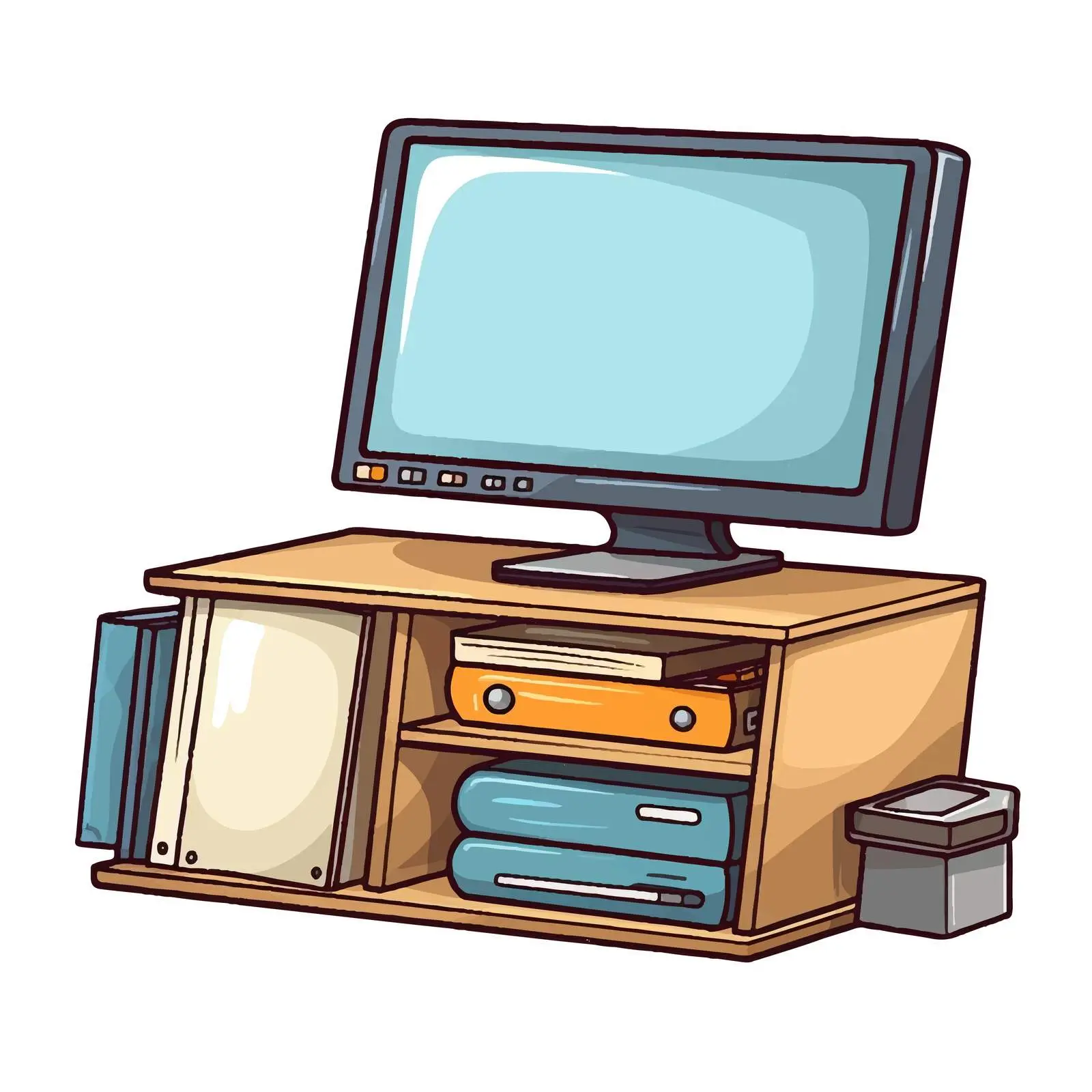 Cartoon Vector Illustration of Desktop with Folder — free download from Dotvec