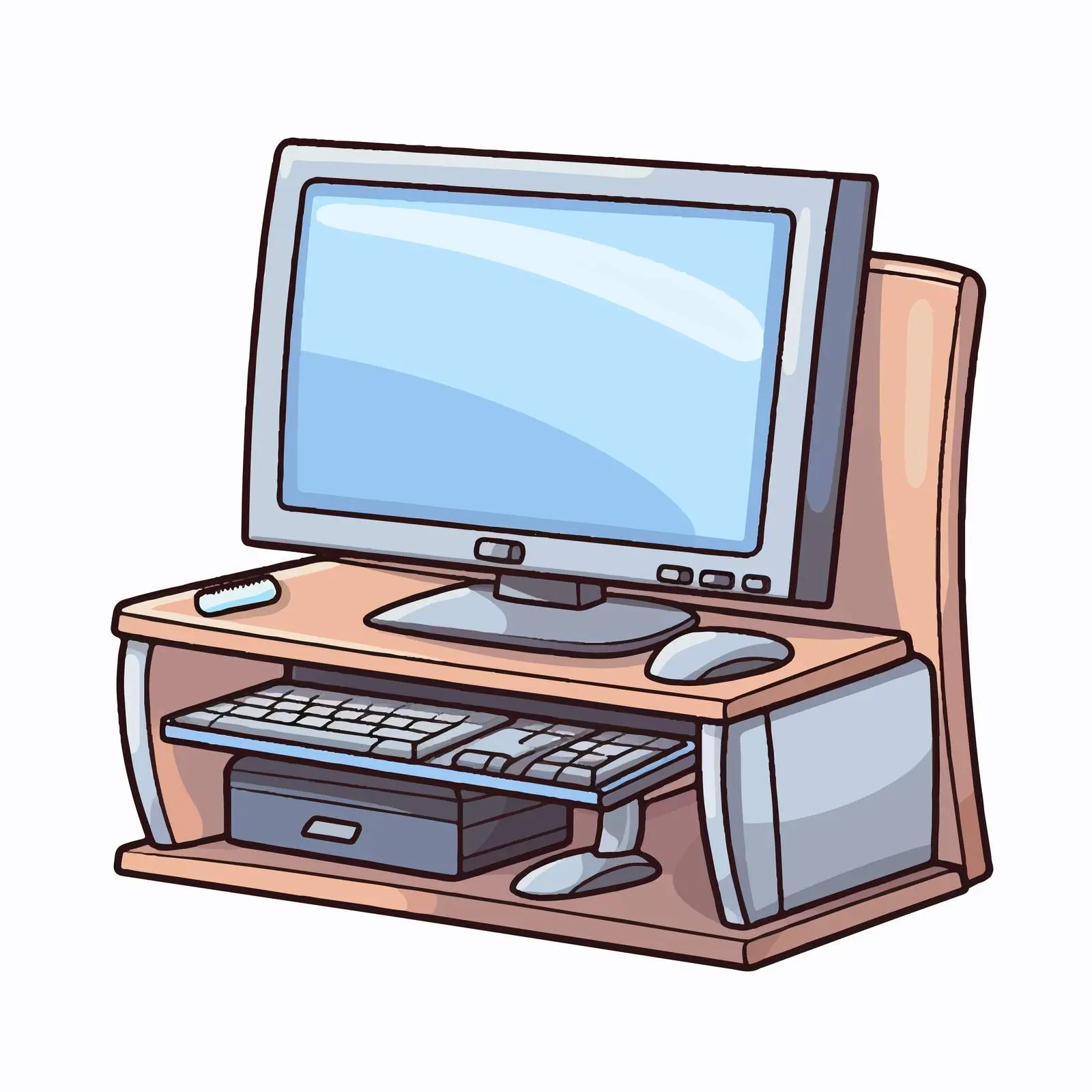 Cartoon Desktop with Folder Vector Illustration — free download from Dotvec