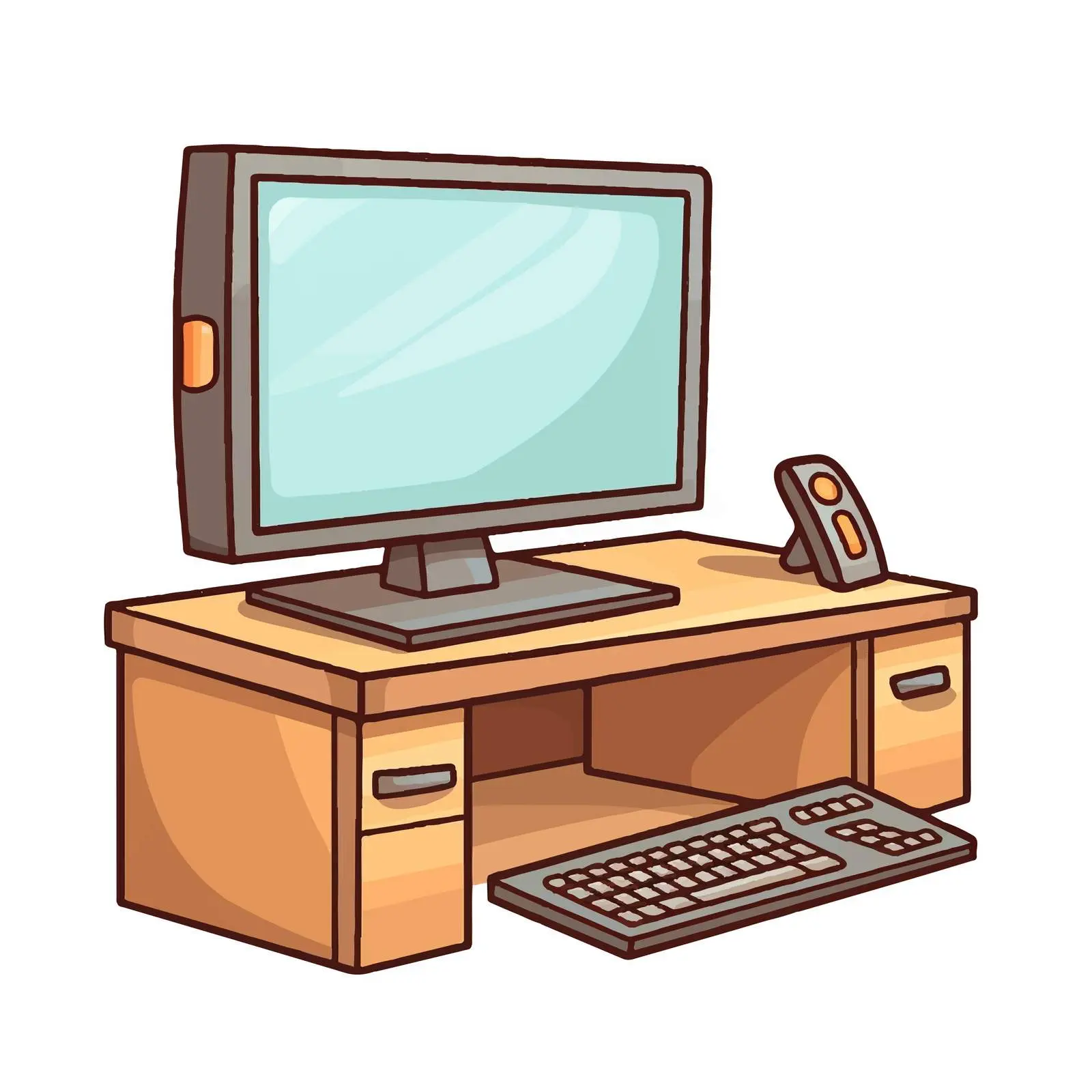 Cartoon Vector of Desktop with Folder Illustration — free download from Dotvec