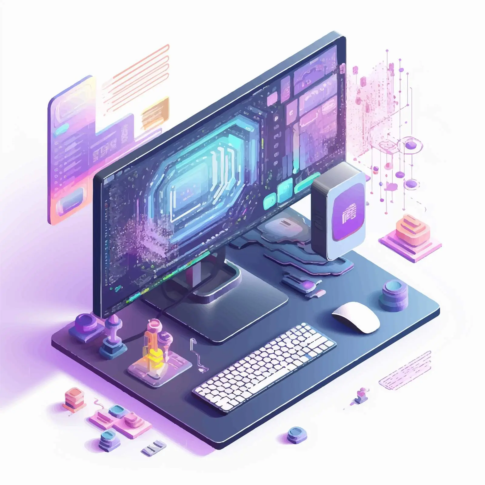 Computer Accessories and Programming Languages Vector – free web development image from Dotvec