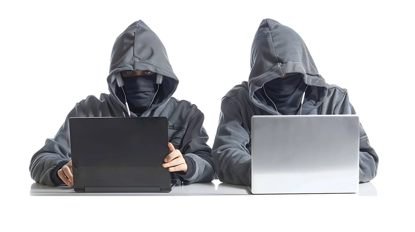 Cybercriminals on White Background Screen – free hacking image from Dotvec