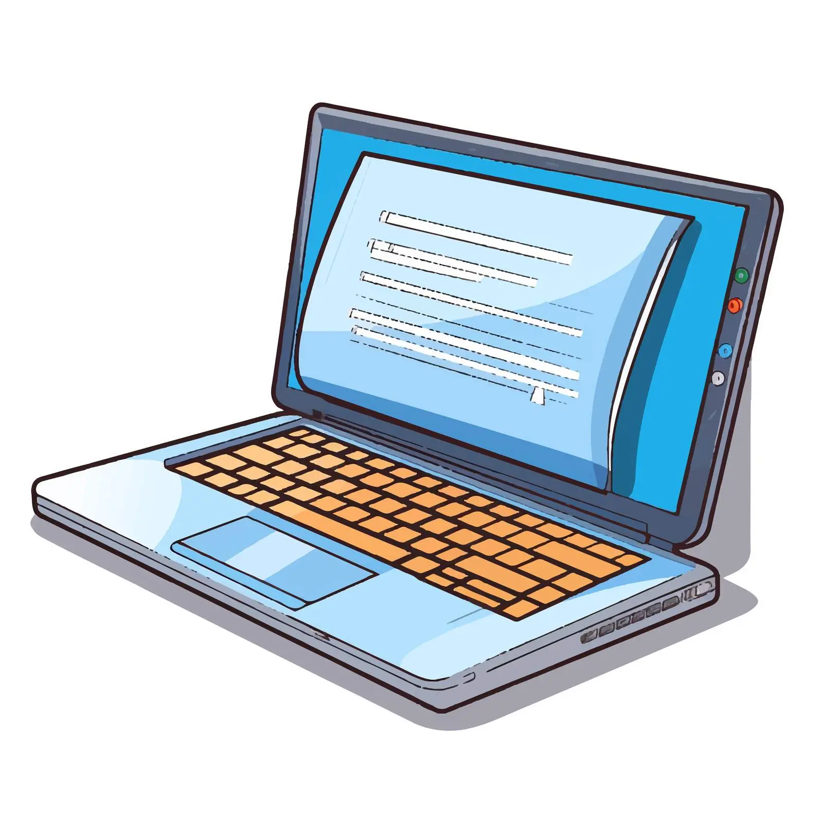 Cartoon Laptop with Financial Documents Vector — free download from Dotvec