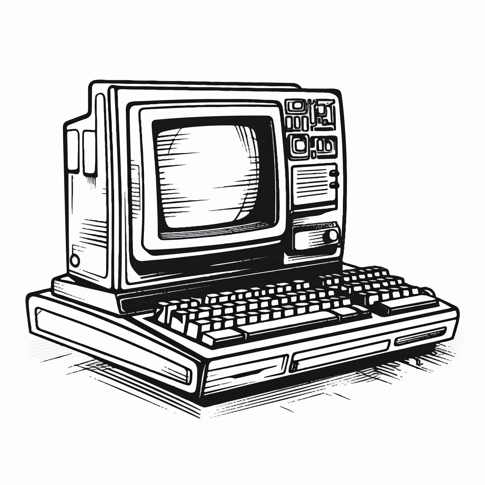 Cartoon Computer Outline Vector Illustration — free download from Dotvec