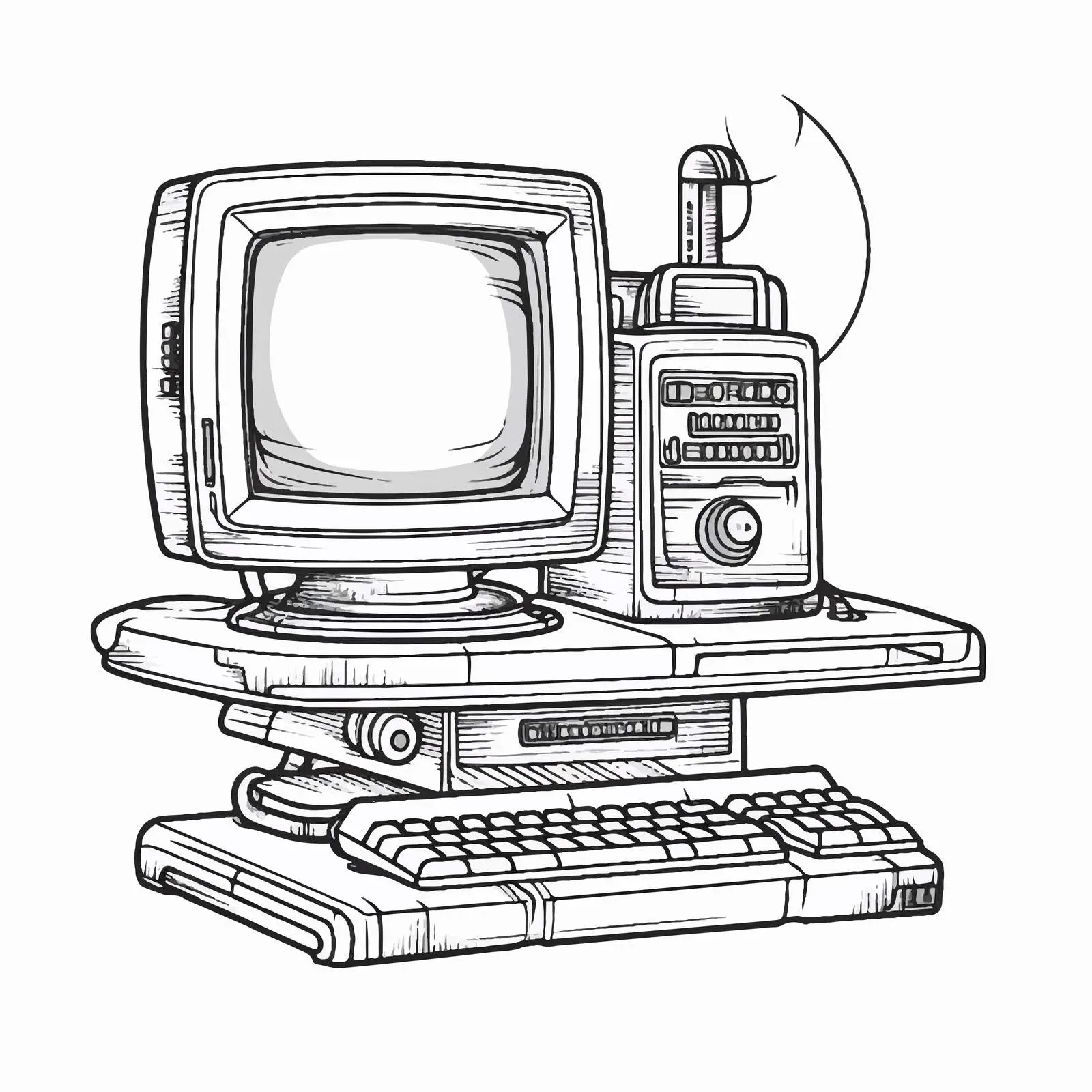 Cartoon Vector Computer Outline Illustration — free download from Dotvec
