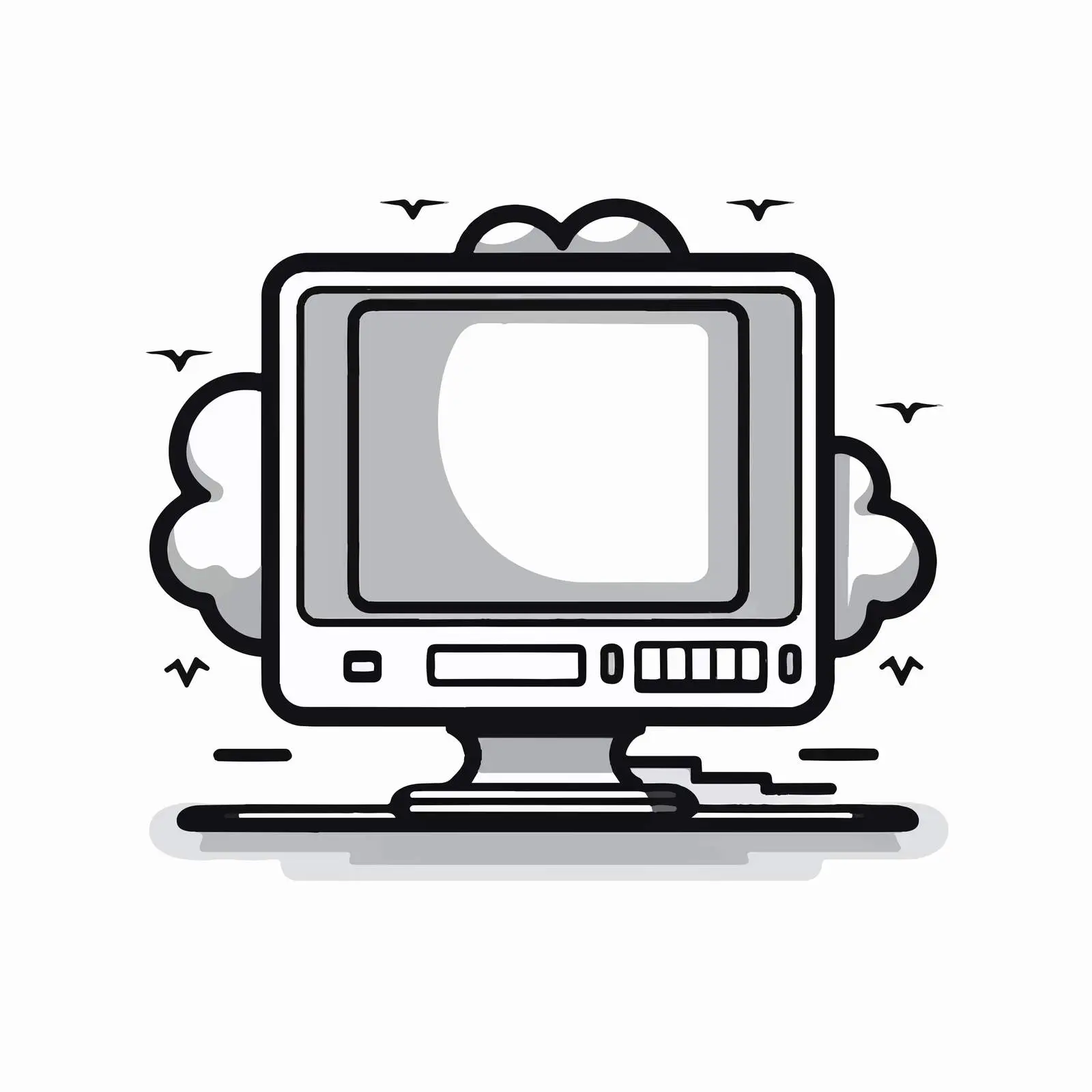Cartoon Computer Outline Vector Illustration — free download from Dotvec