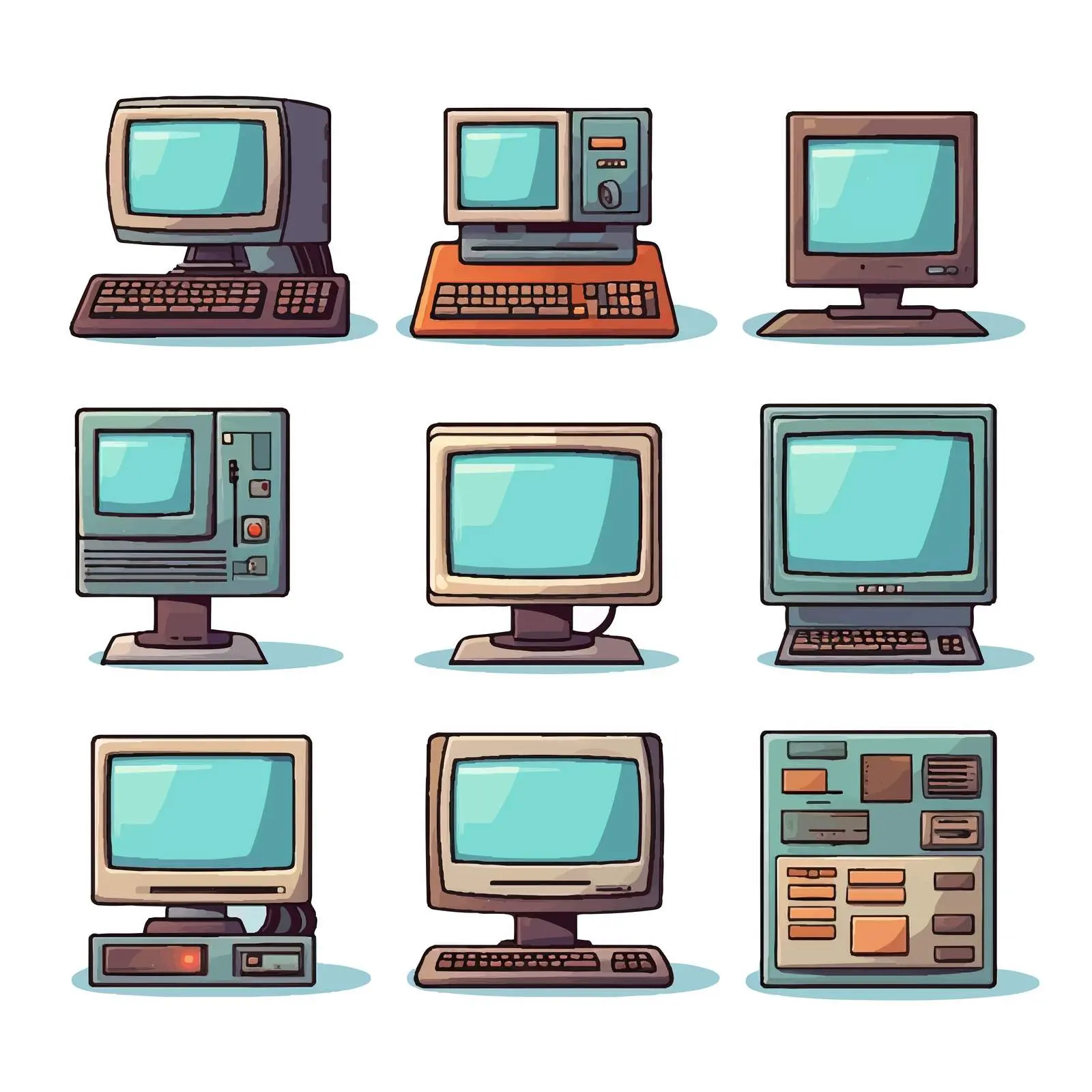 Cartoon Computer Set Vector Illustration – free desktop setup image from Dotvec