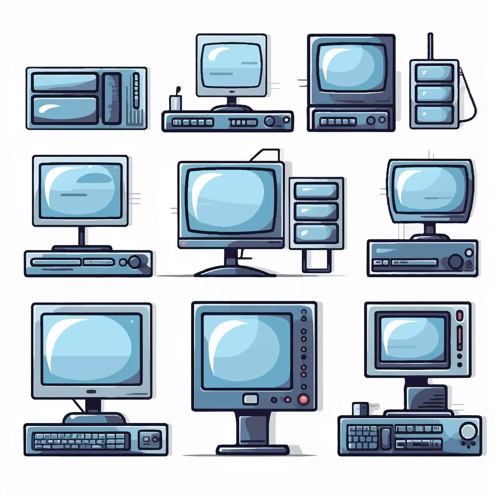Cartoon Computer Set Vector Illustration — free download from Dotvec