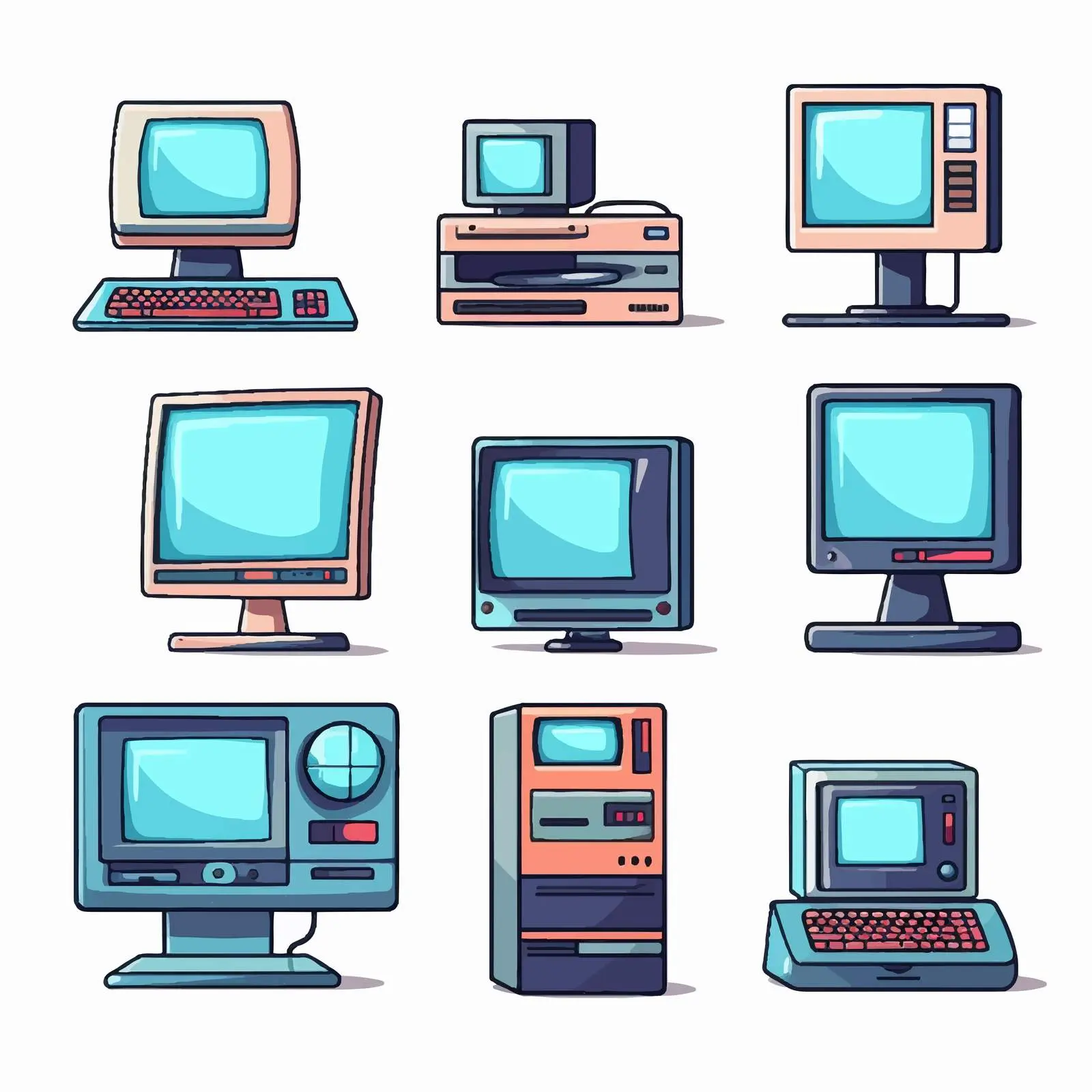 Cartoon Computer Set Vector Illustration — free download from Dotvec