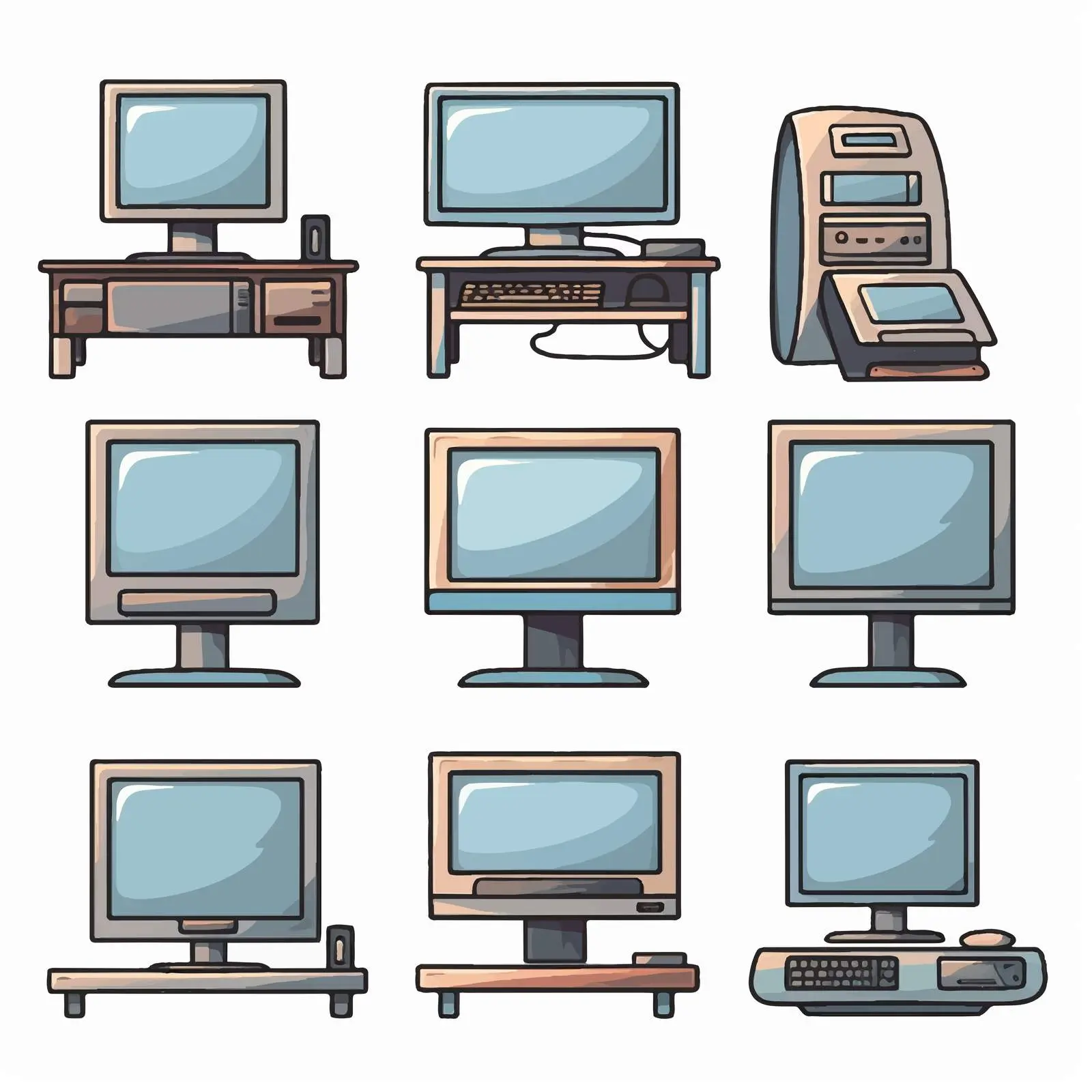 Cartoon Computer Set Vector Illustration — free download from Dotvec