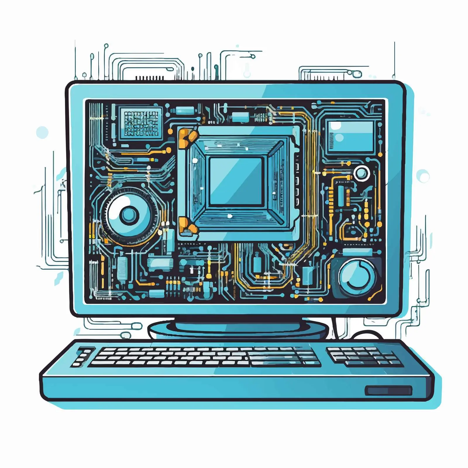 Cartoon Vector Illustration of Computer Technology Design — free download from Dotvec