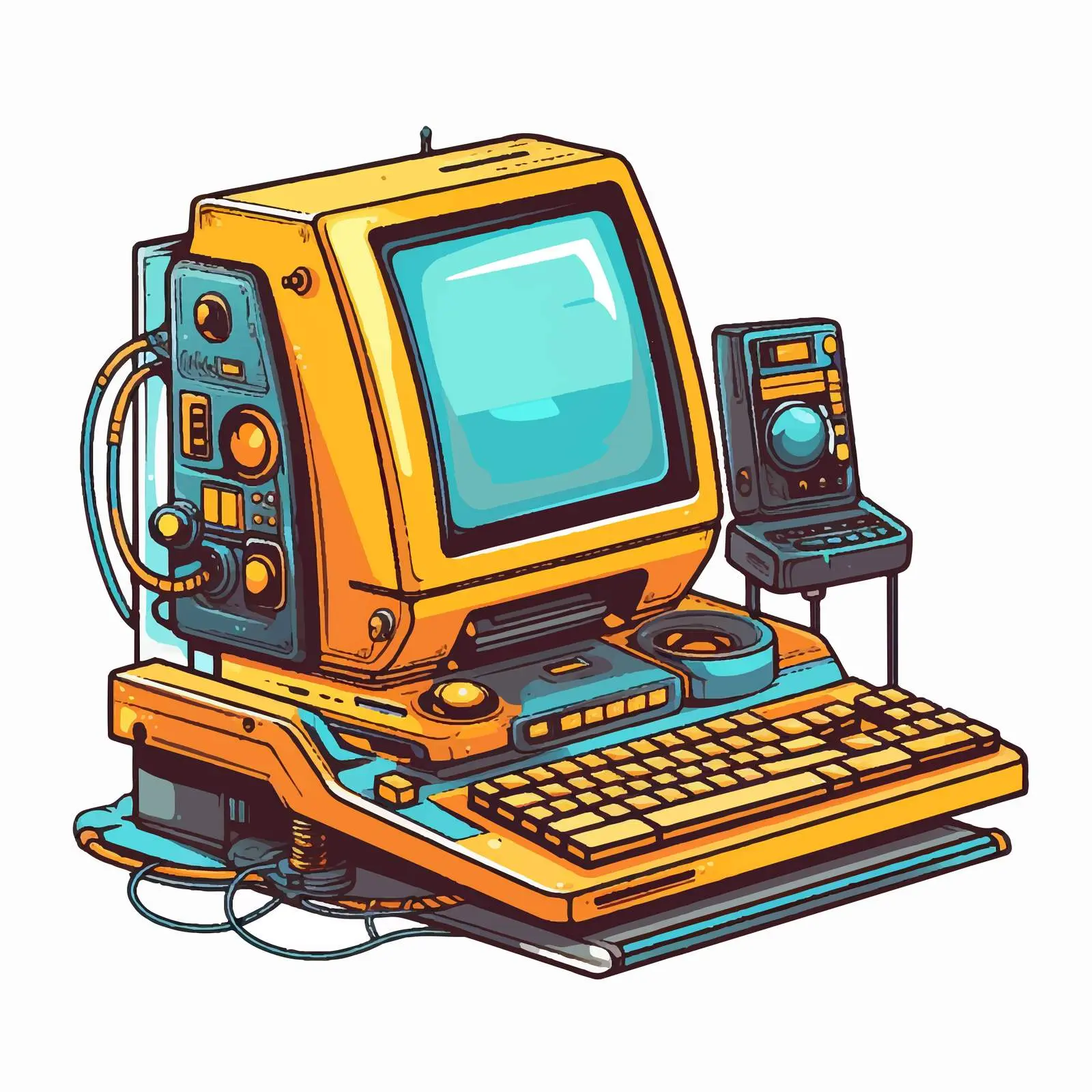 Cartoon Computer Technology Vector Illustration — free download from Dotvec
