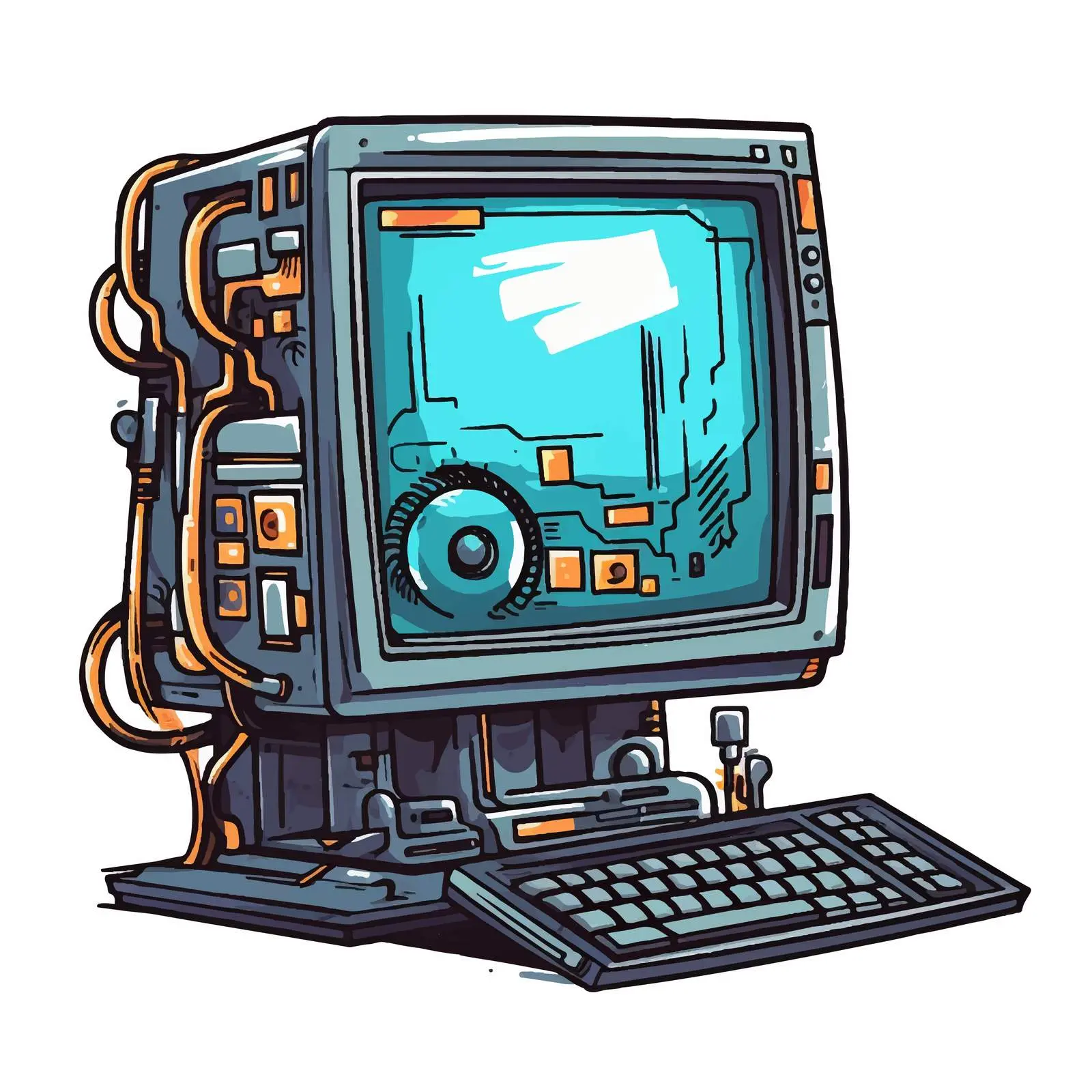 Cartoon Vector Illustration of Computer Technology Design — free download from Dotvec