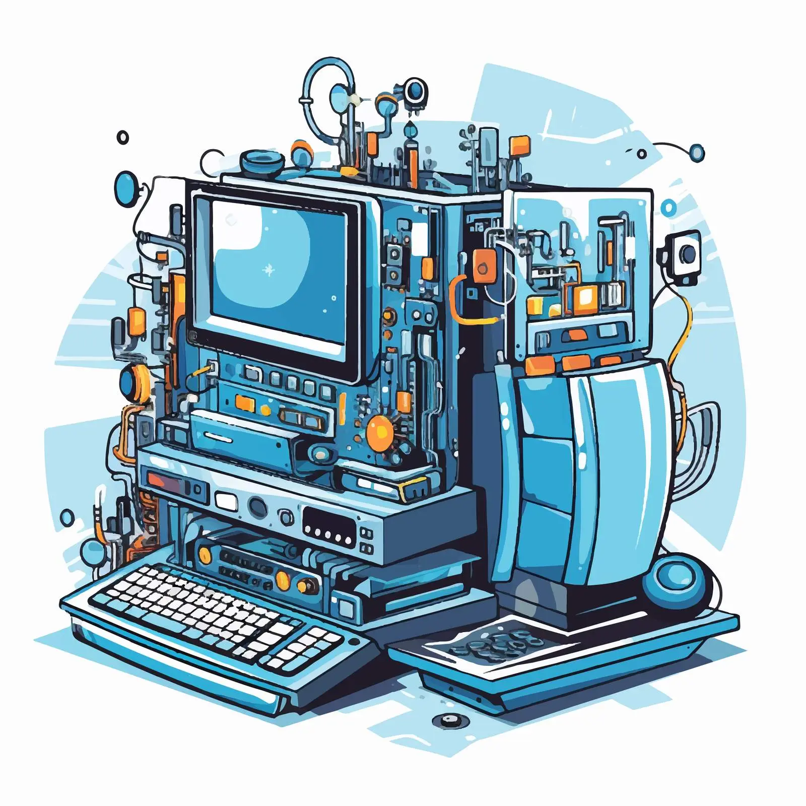 Cartoon Computer Technology Vector Illustration – free schematic image from Dotvec