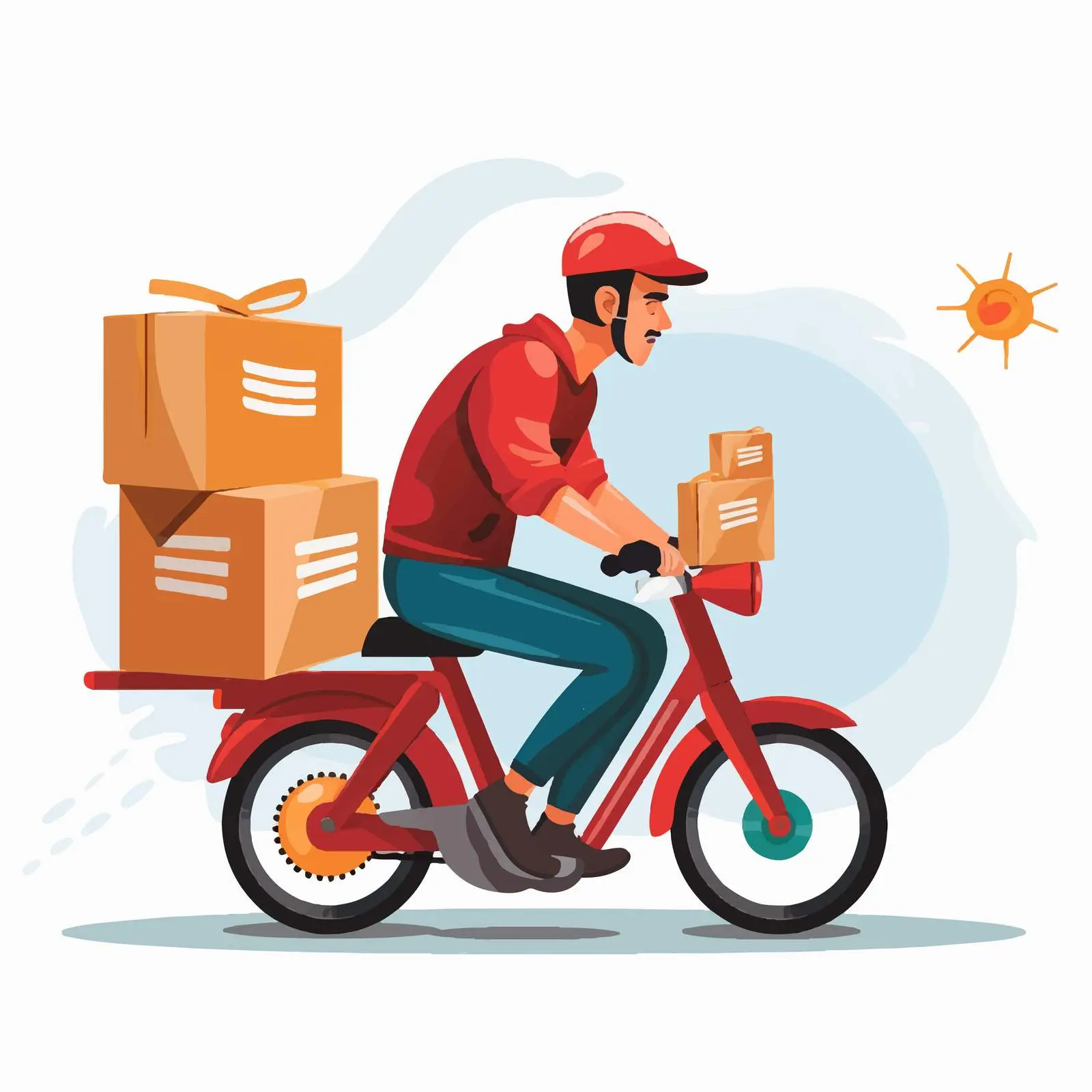 Fast Delivery Vector of Courier with Computer – free last mile delivery image from Dotvec