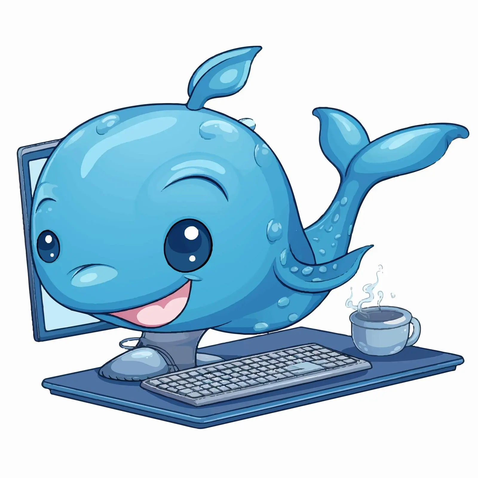 Whale on Desktop Computer Illustration — free download from Dotvec