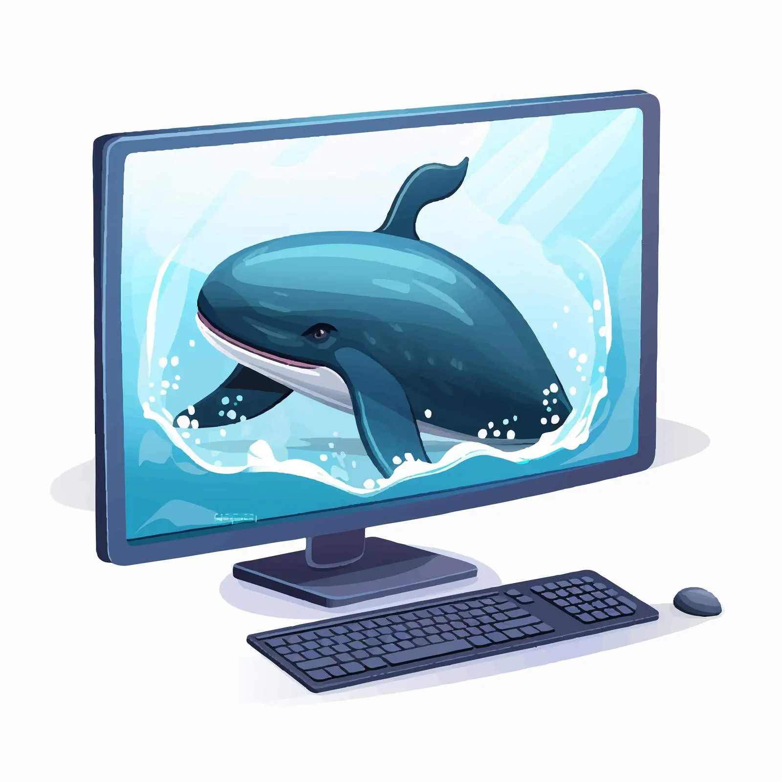 Whale on Computer Desktop Illustration Vector — free download from Dotvec