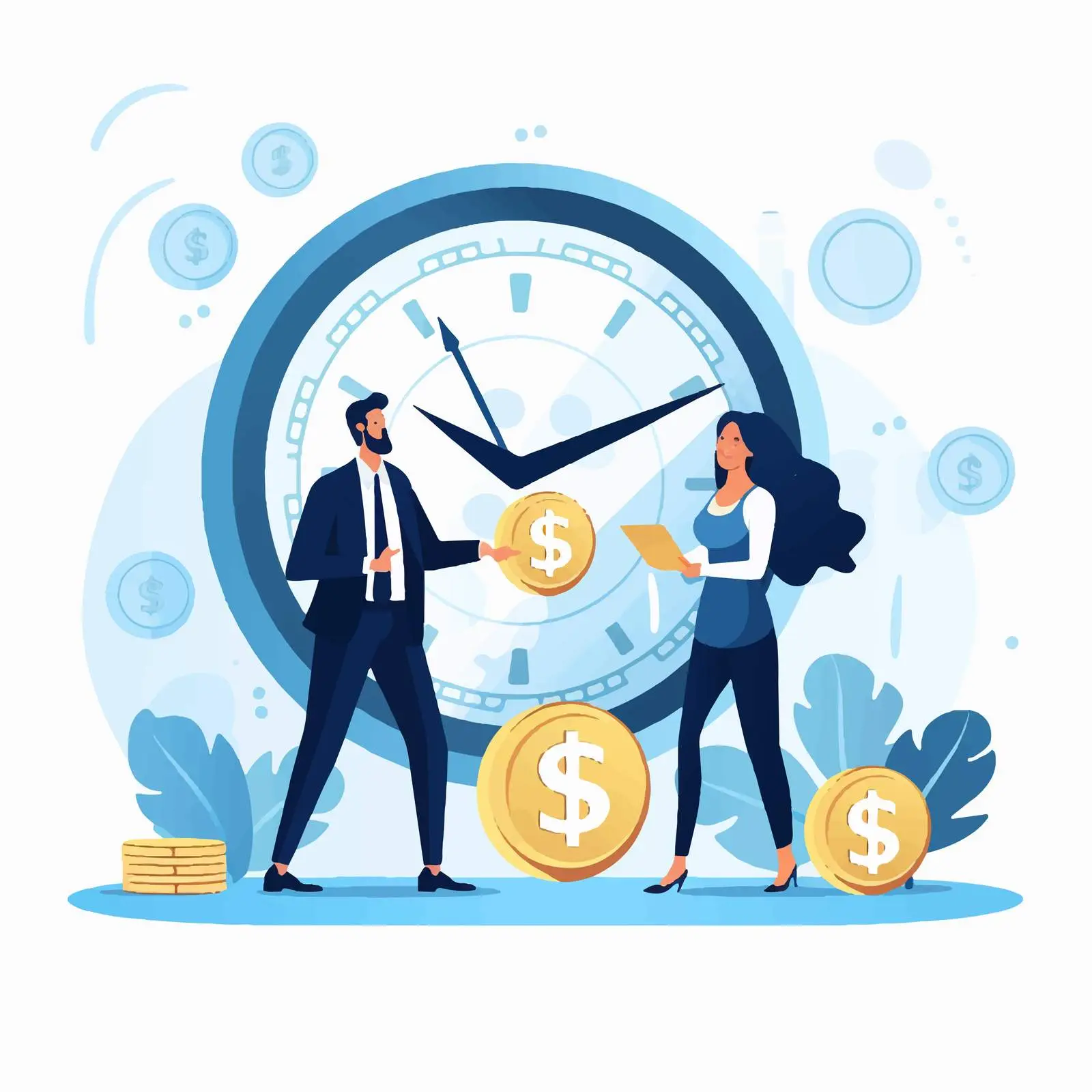 Exchanging Time for Money and Salary Concept – free wealth building image from Dotvec