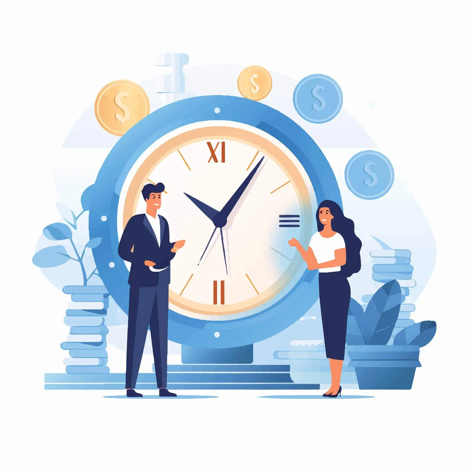 Time for Money Exchange Concept Vector – free financial freedom image from Dotvec