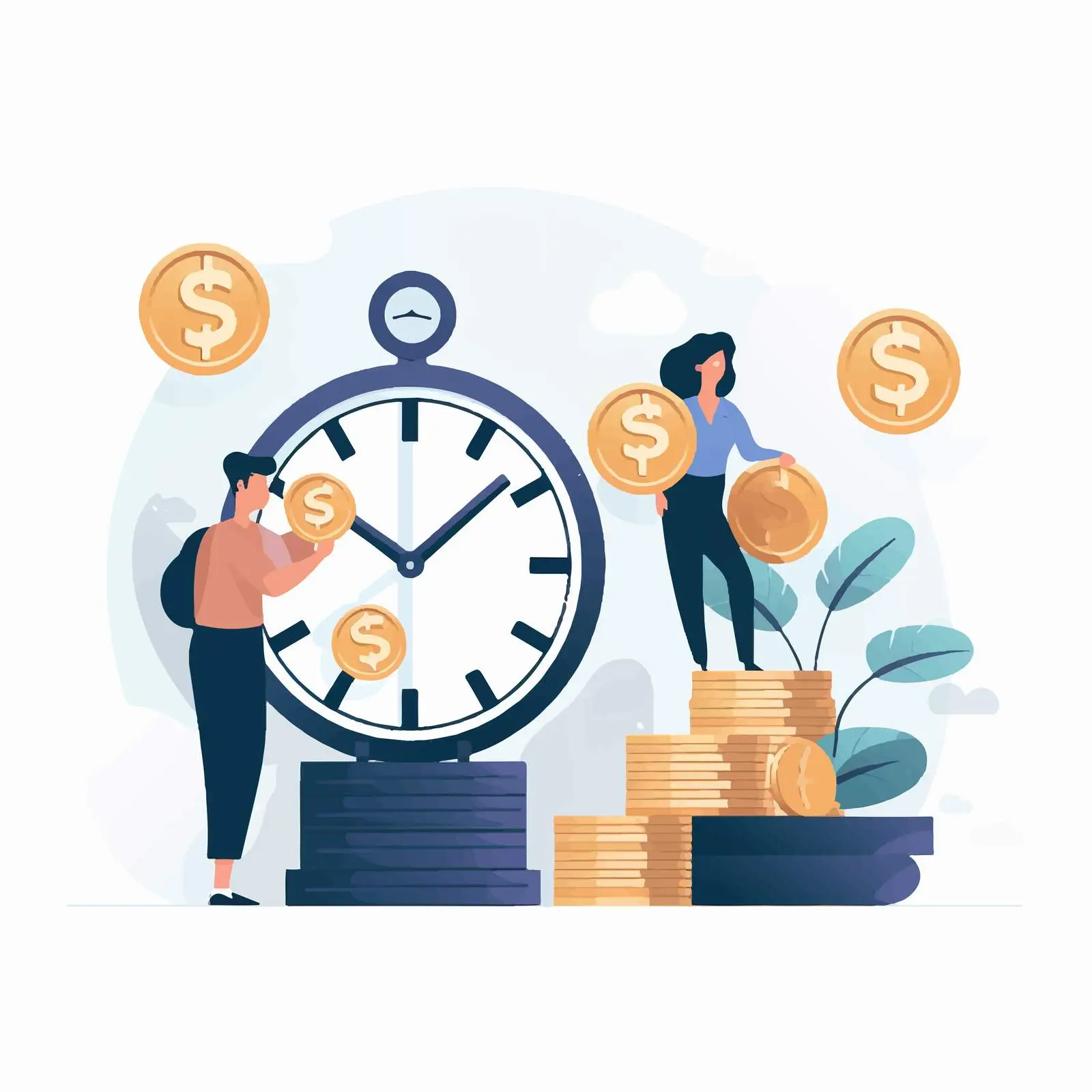 Time for Money Exchange Concept Vector — free download from Dotvec