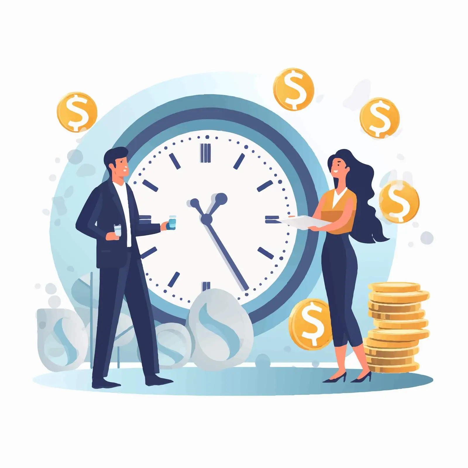 Exchanging Time for Money Concept Illustration — free download from Dotvec
