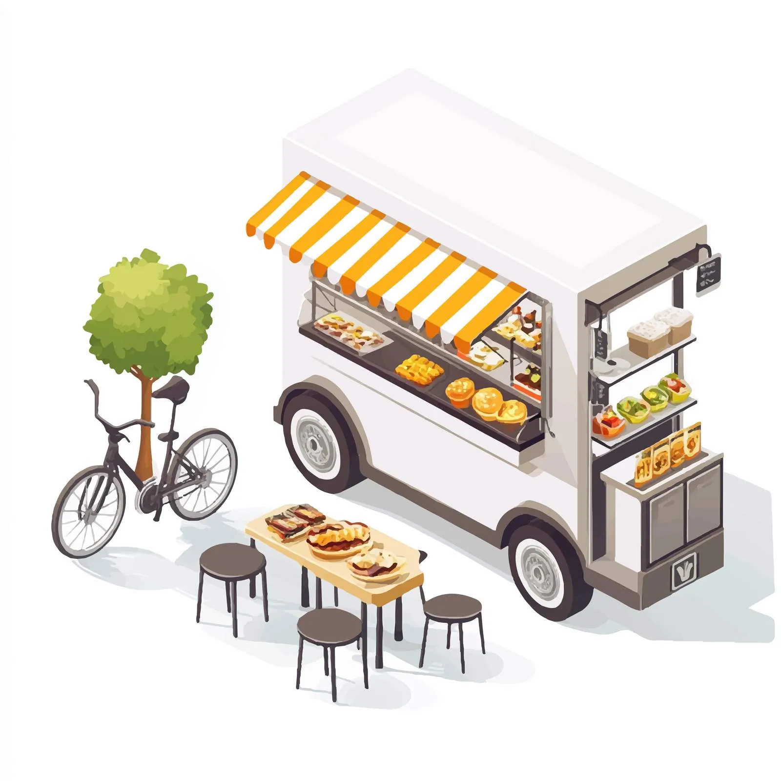 Bicycle Kiosk Street Food Concept — free download from Dotvec