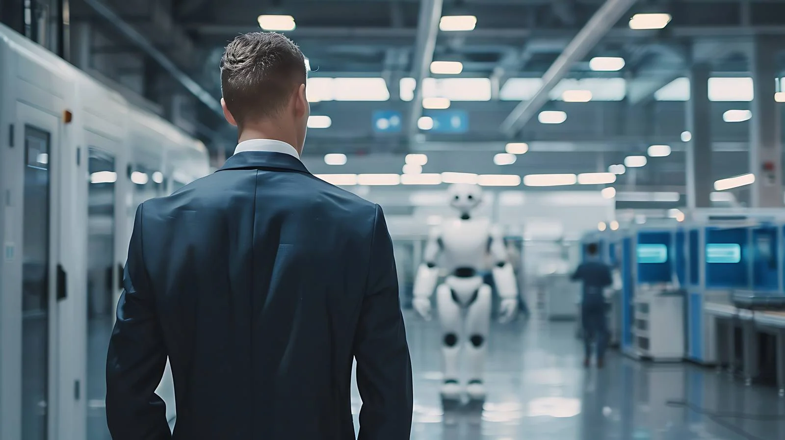 Confident Businessman in Modern Factory Hall — free download from Dotvec