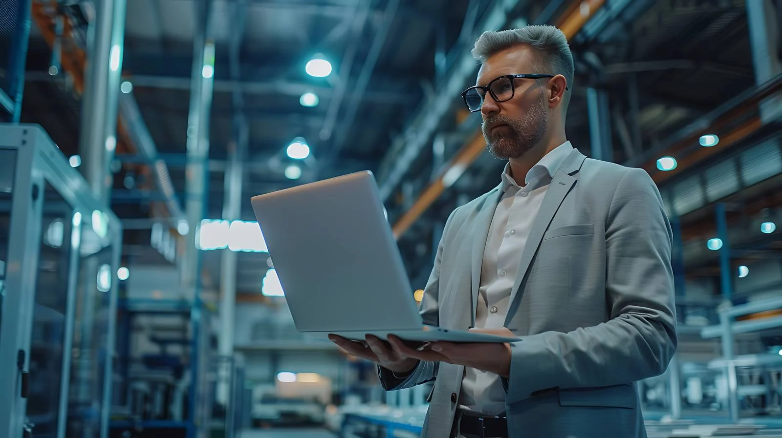 Confident Businessman in Modern Factory Setting — free download from Dotvec