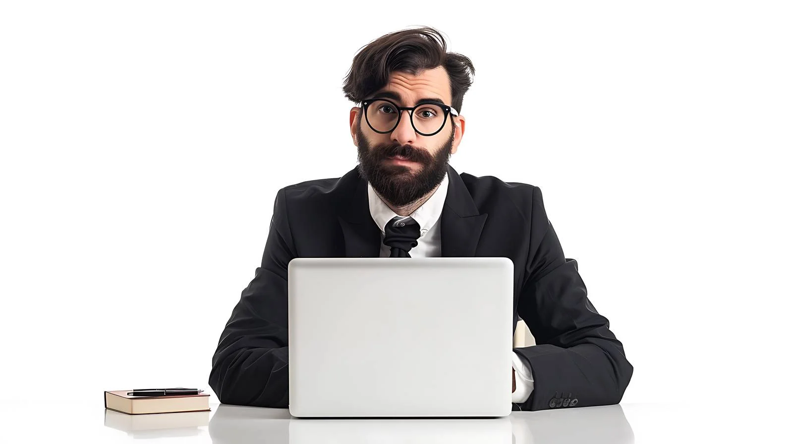 Confident Businessman Working at Office Desk — free download from Dotvec