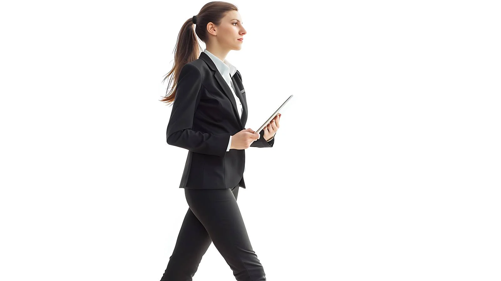 Successful Businesswoman Tablet Walking Office — free download from Dotvec