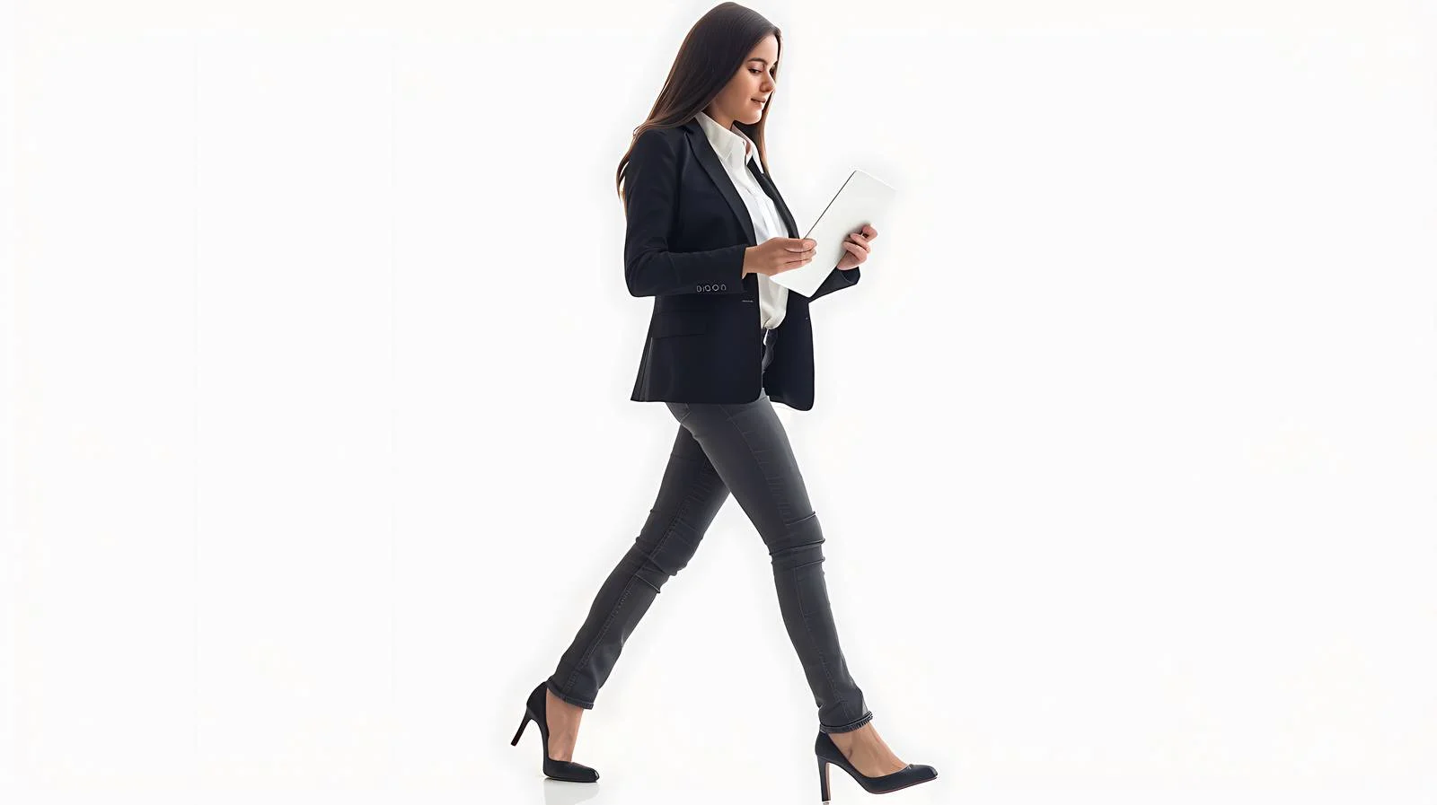 Professional Woman with Tablet Walking — free download from Dotvec