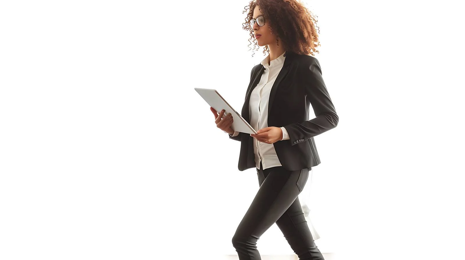 Professional Woman with Tablet Walking — free download from Dotvec