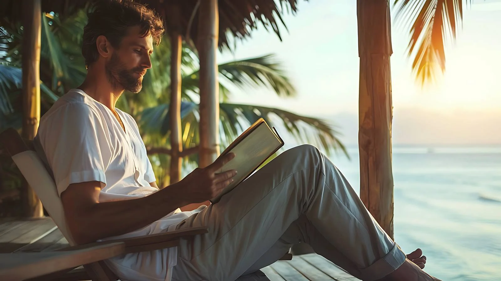Serene Man Enjoying Terrace Book Reading — free download from Dotvec