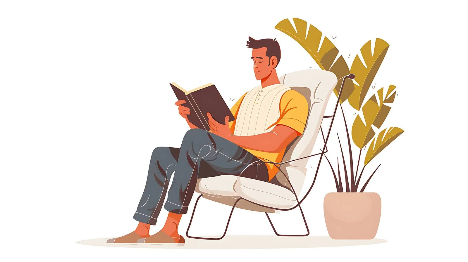 Serene man reading book on terrace — free download from Dotvec