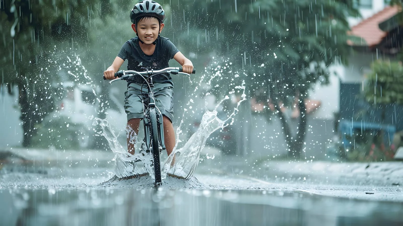 Confident Teenage Boy Splashing Water Fun — free download from Dotvec