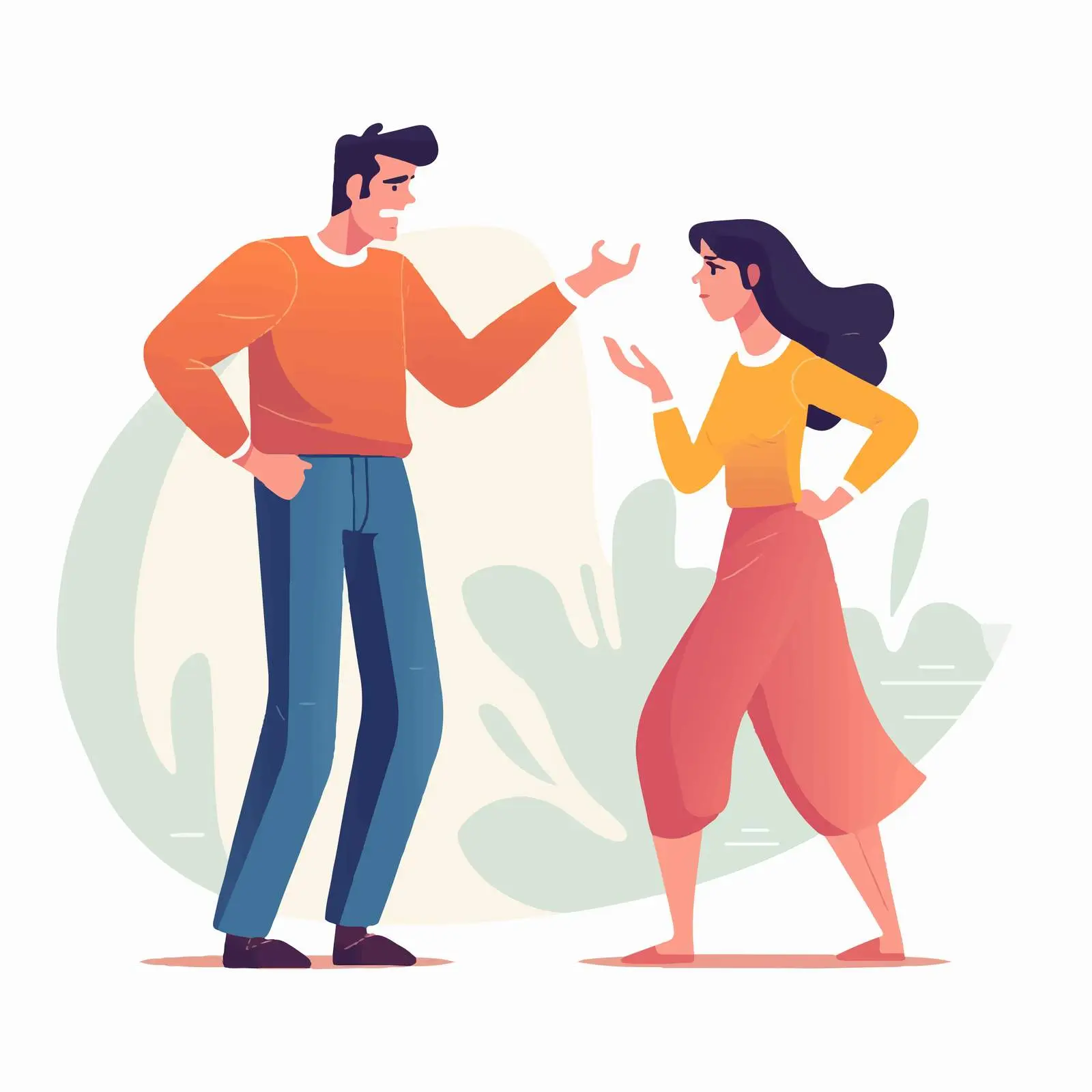 Colorful Cartoon Couple Conflict Isolated on White Background — free download from Dotvec