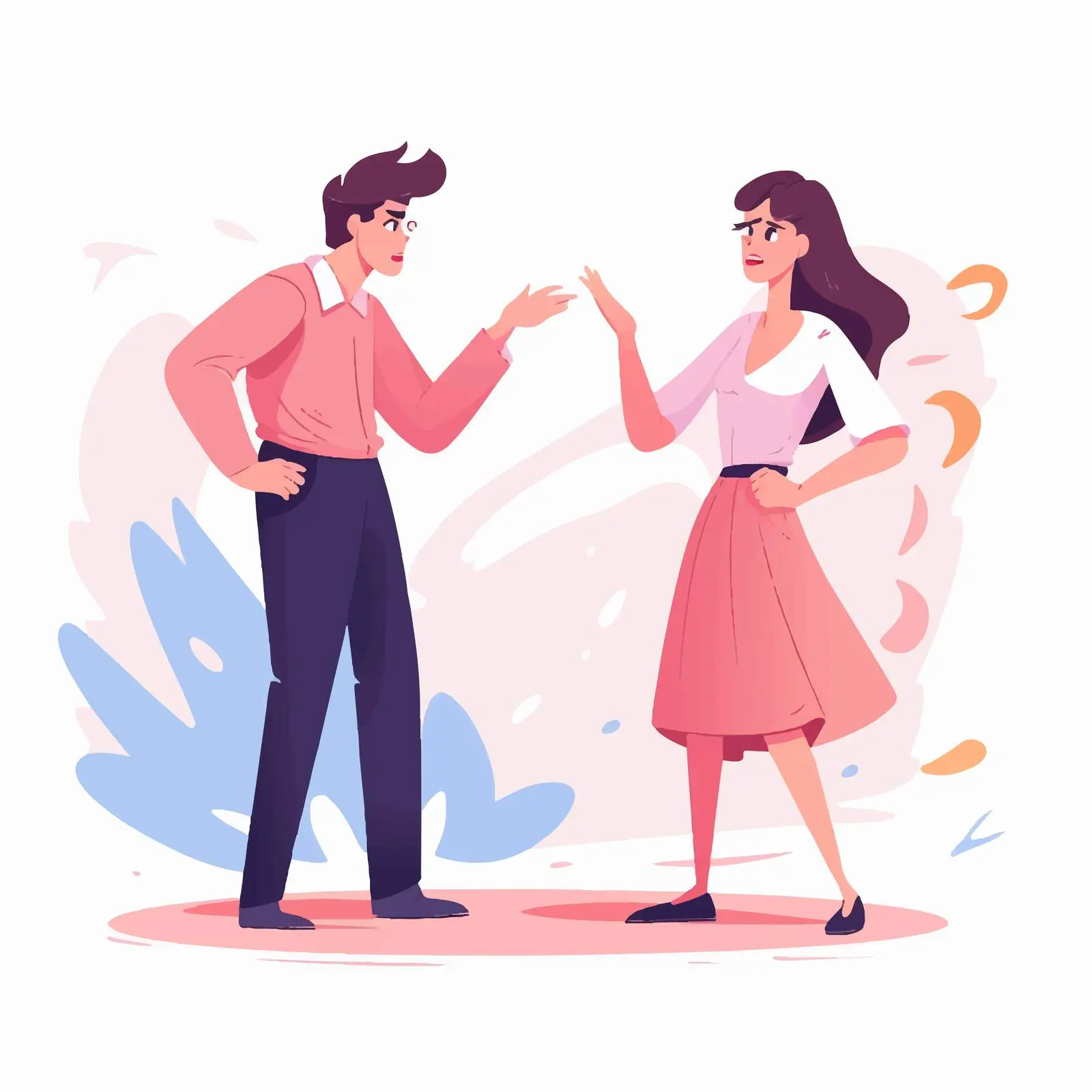 Colorful Cartoon Couple Conflict Illustration — free download from Dotvec