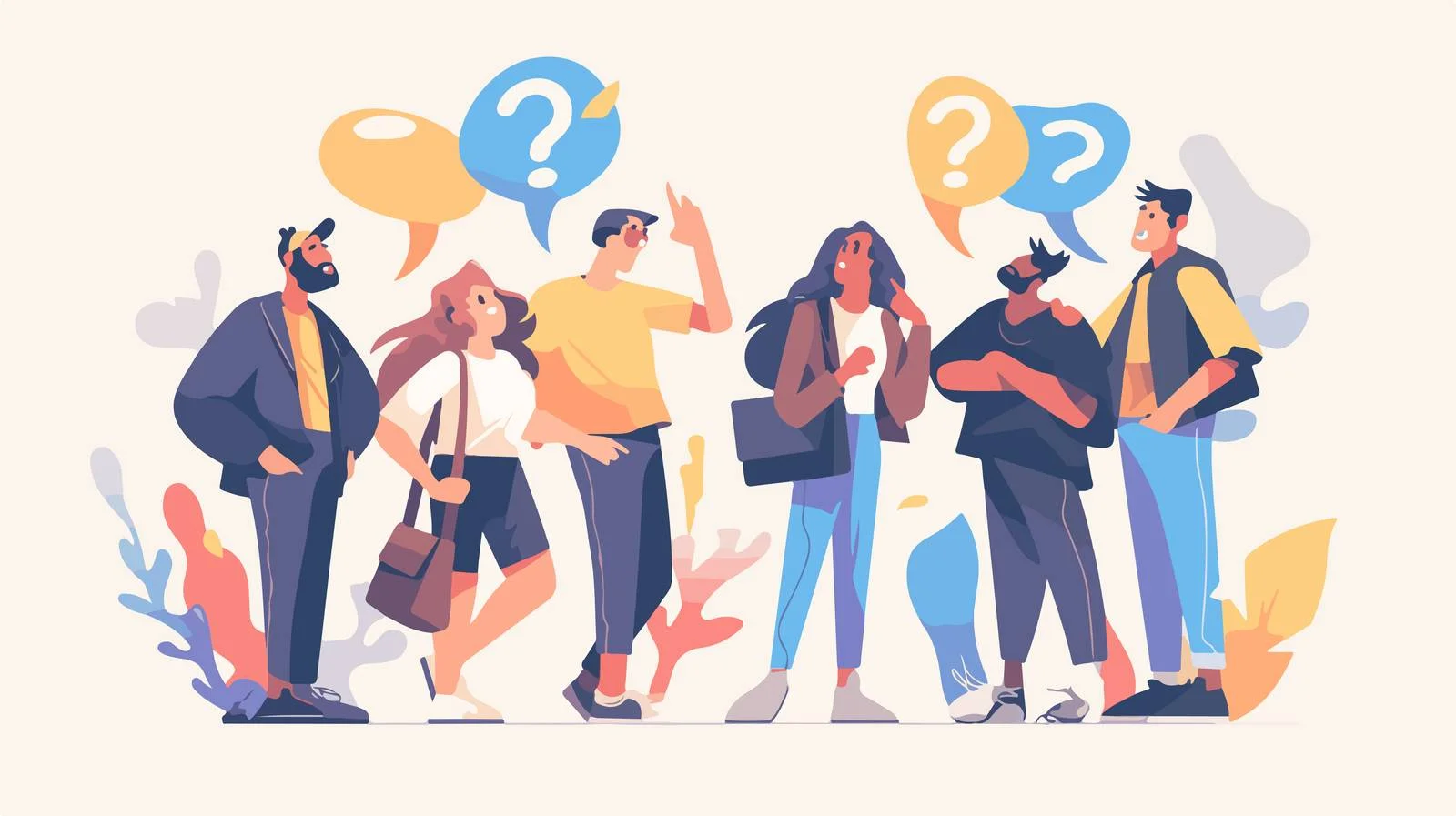 Contemplative group deciding on choices and decisions — free download from Dotvec