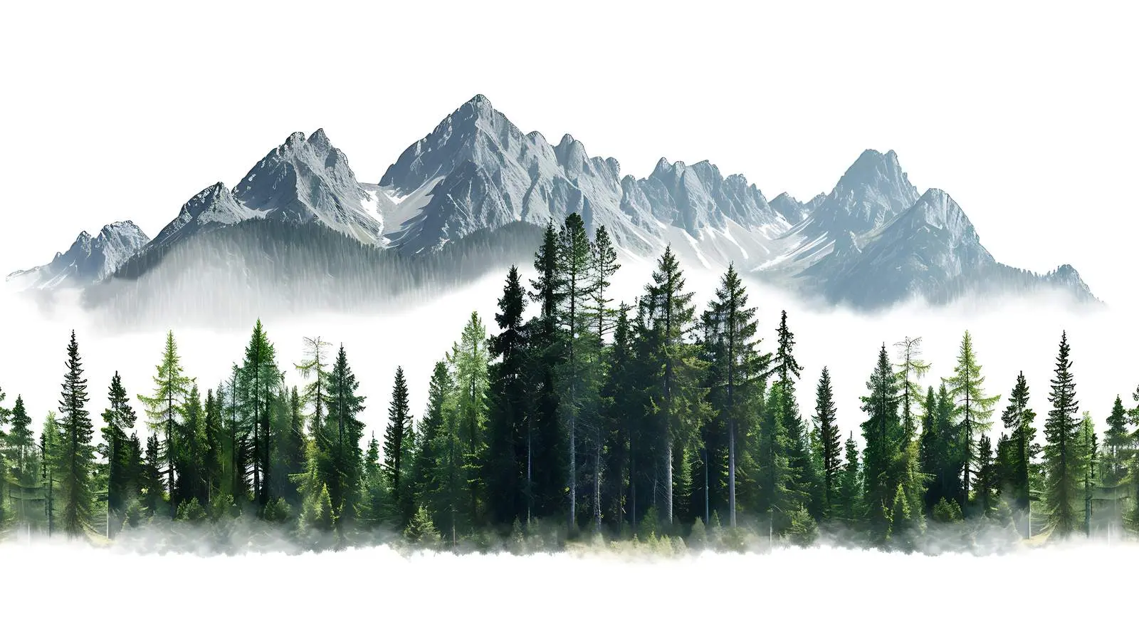 Isolated Coniferous Trees and Mountains on White Background – free diversity image from Dotvec