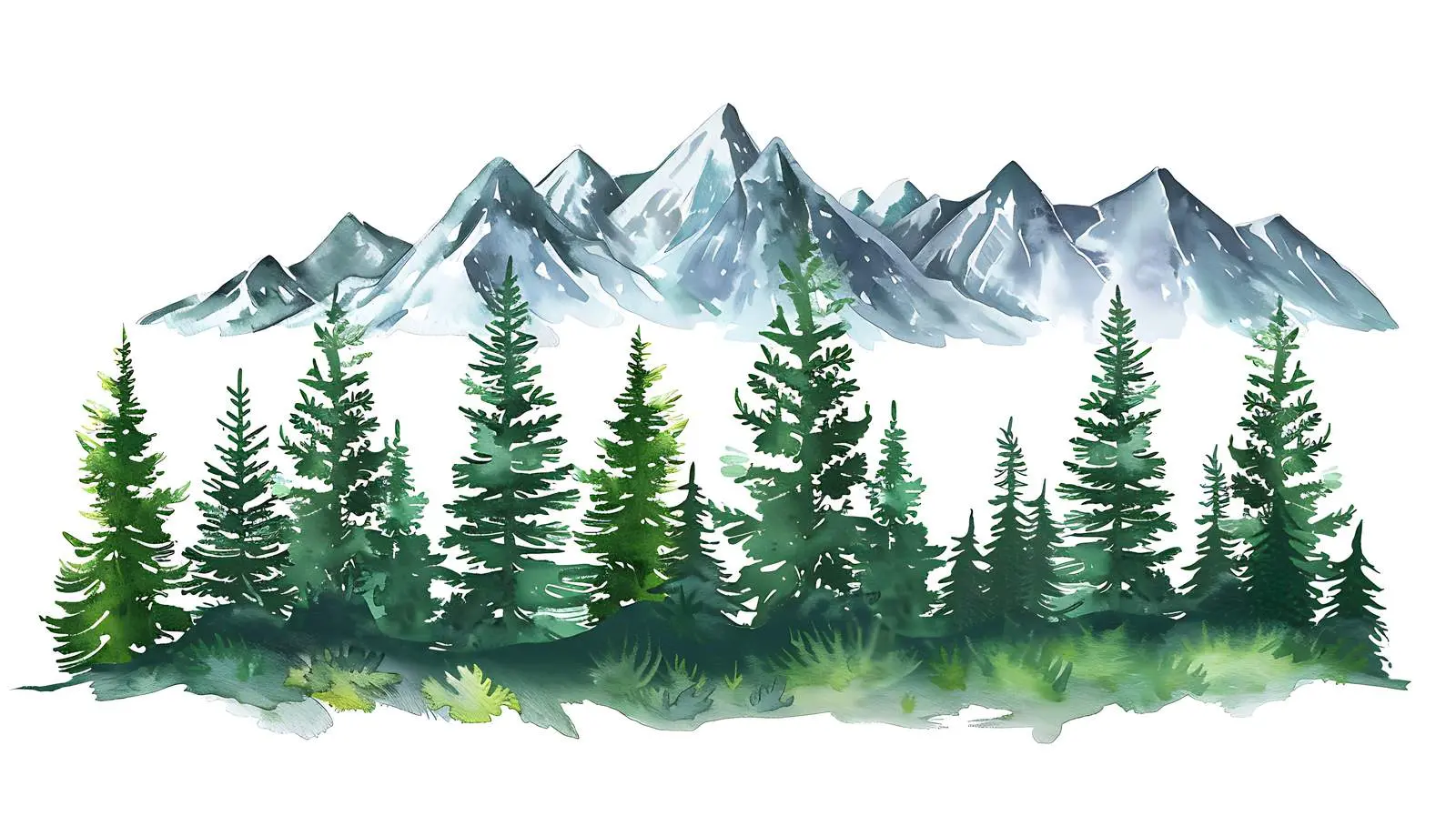 Isolated Coniferous Trees and Mountains on White – free ecology image from Dotvec
