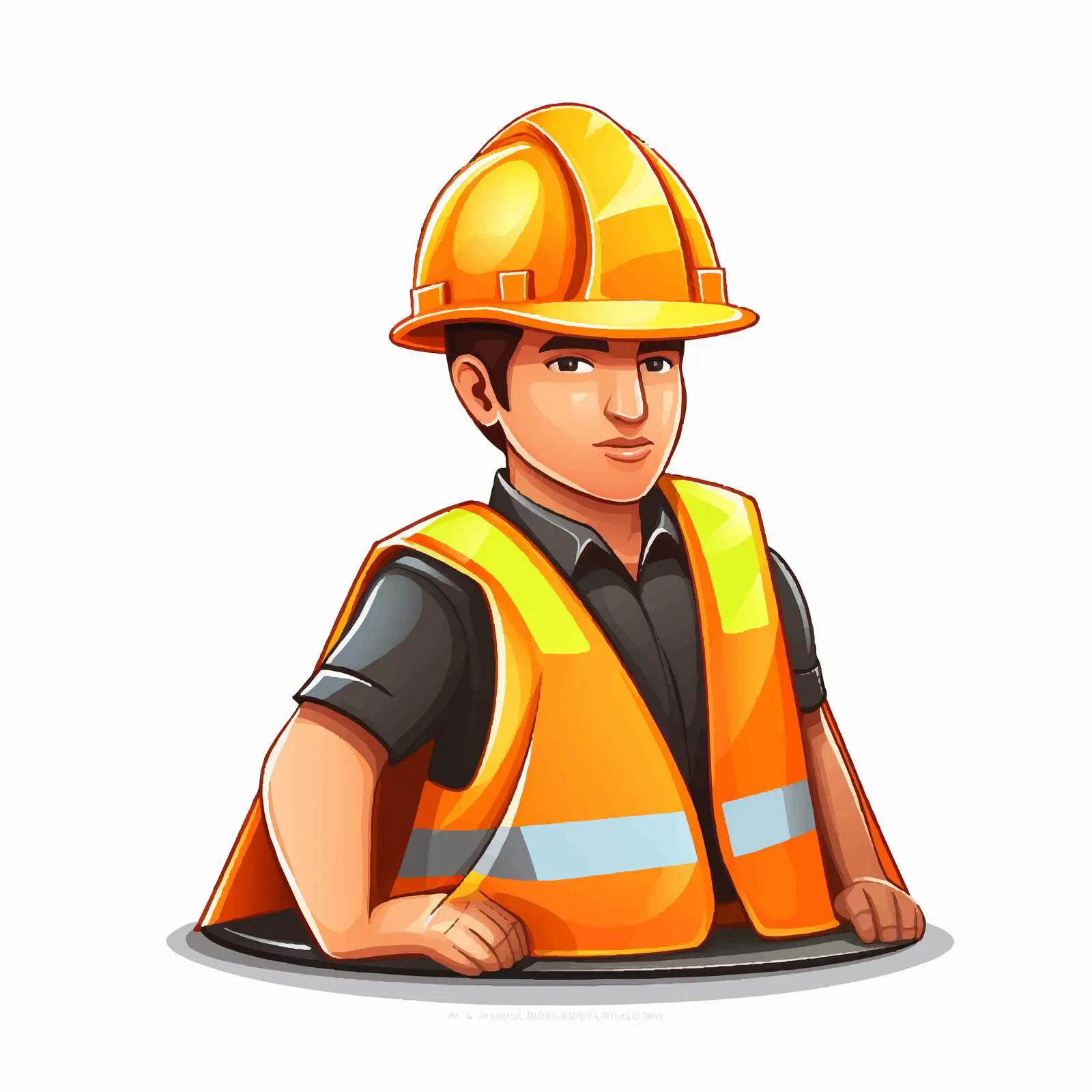 Cartoon Construction Helmet and Cones Vector Illustration – free warning image from Dotvec