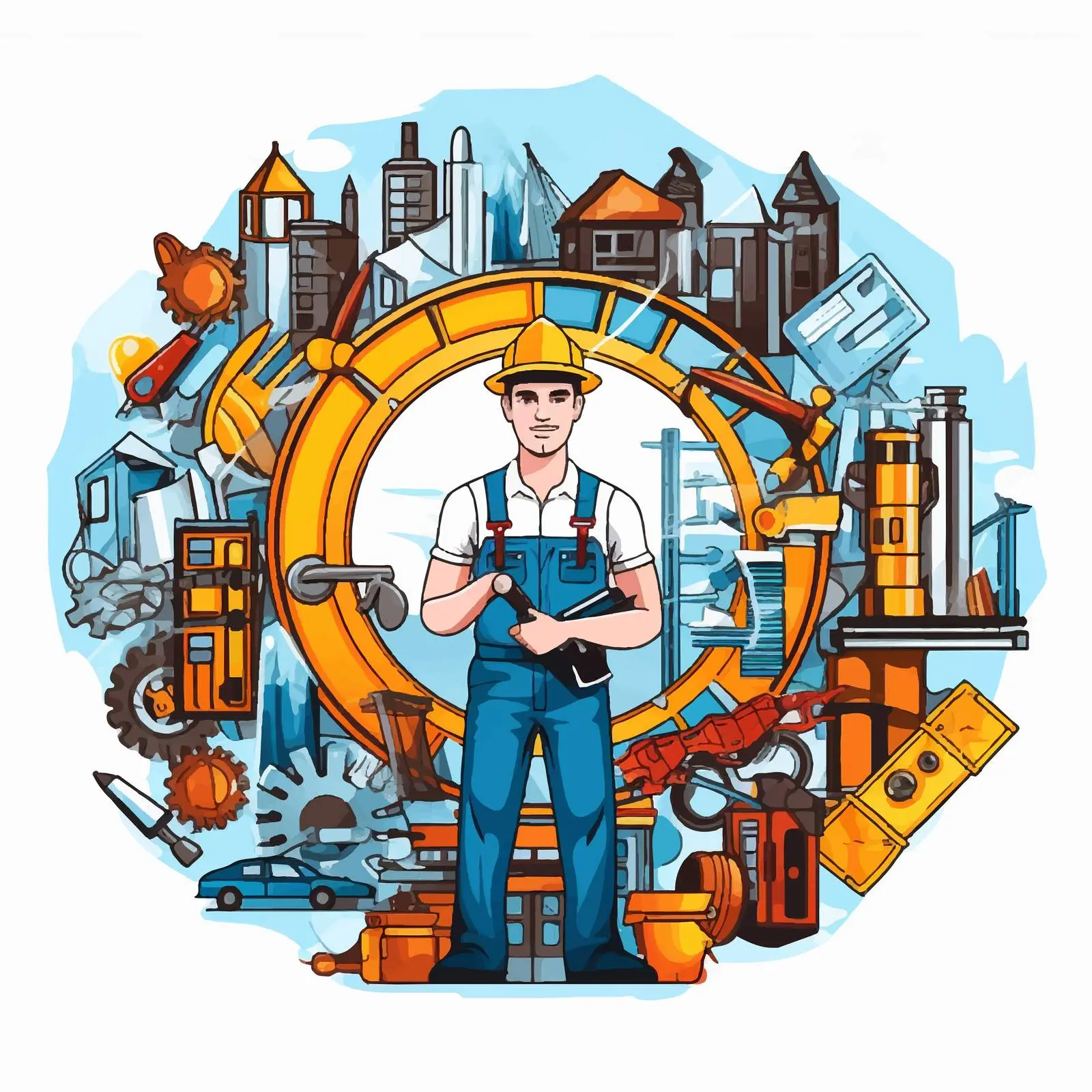 Construction Industry Tools Vector Graphic Design – free technical drawing image from Dotvec