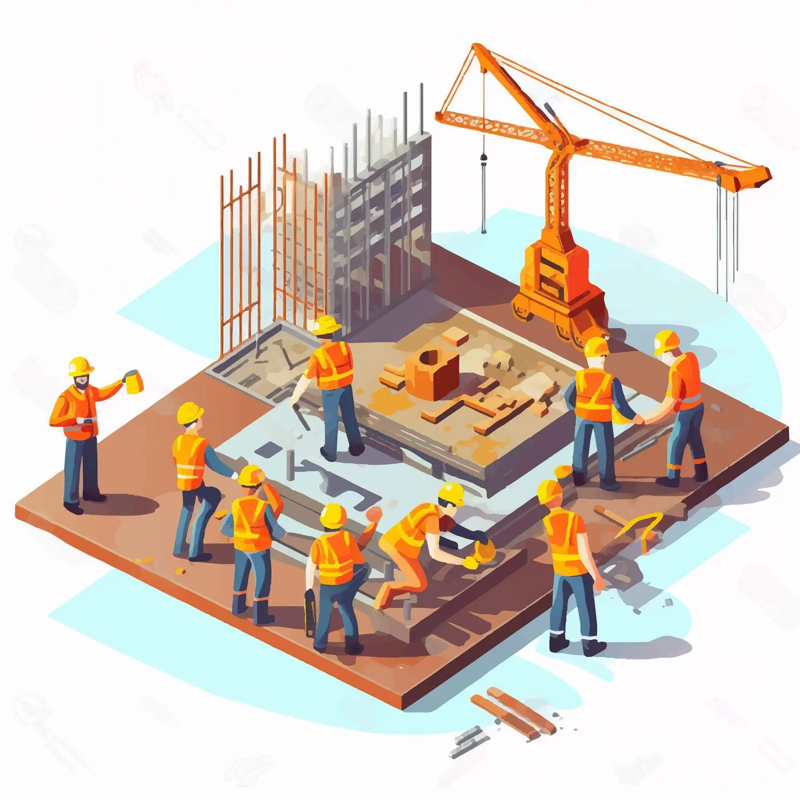 Construction Site Workers Vector Illustration — free download from Dotvec