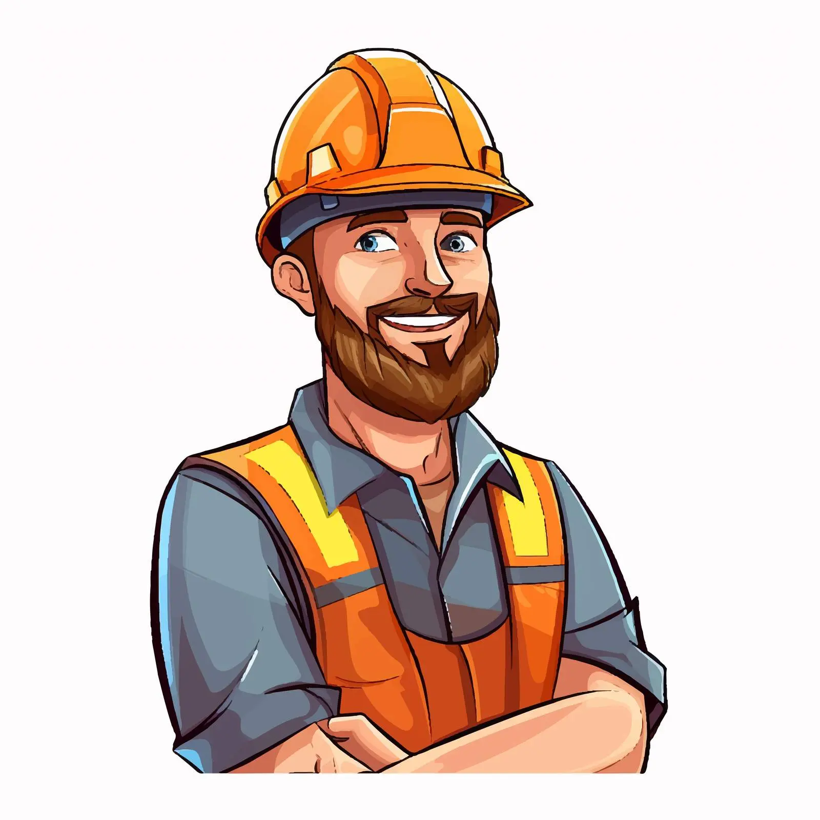Cartoon Vector of Construction Worker with Helmet – free construction tools image from Dotvec