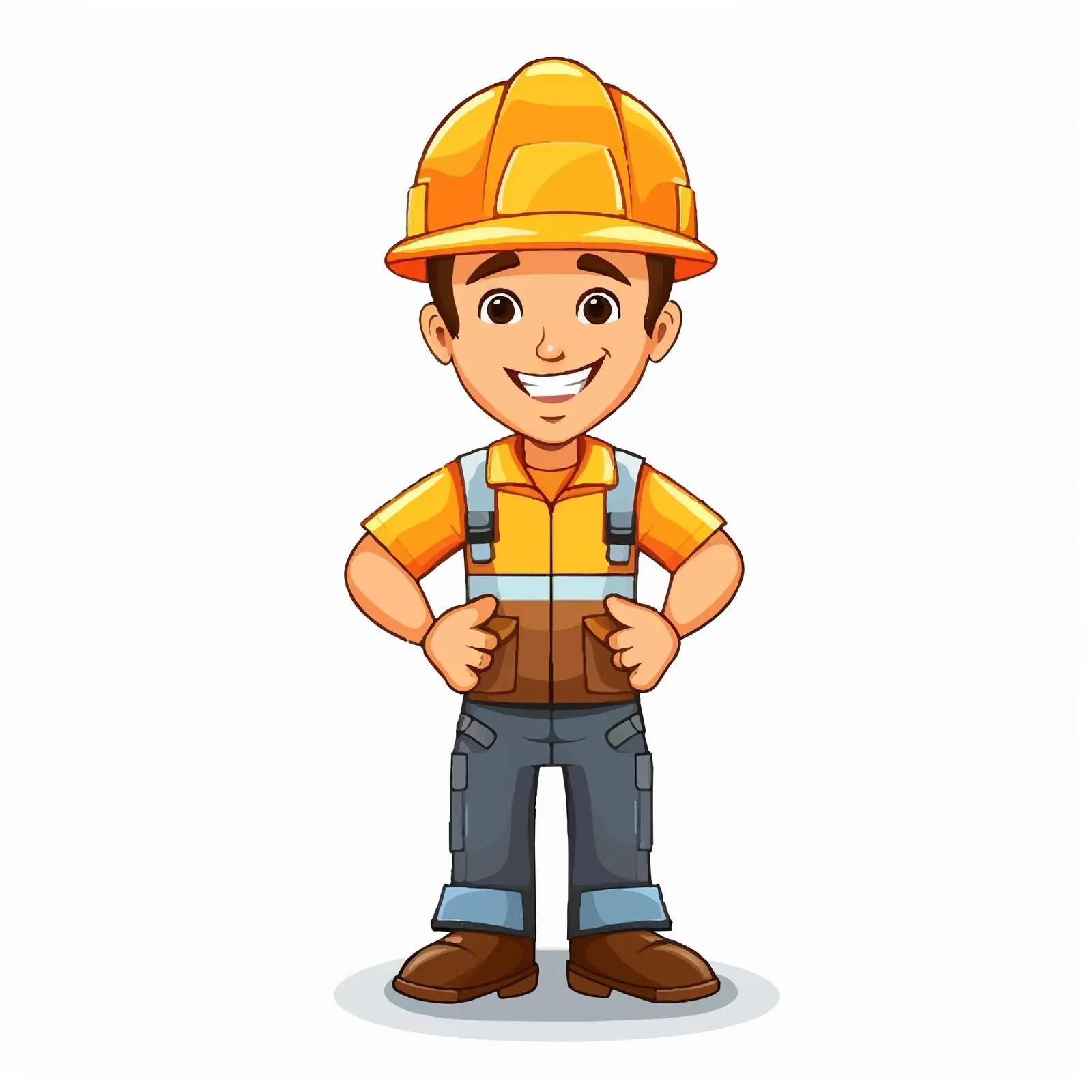Cartoon Construction Worker with Helmet Illustration – free carpentry image from Dotvec