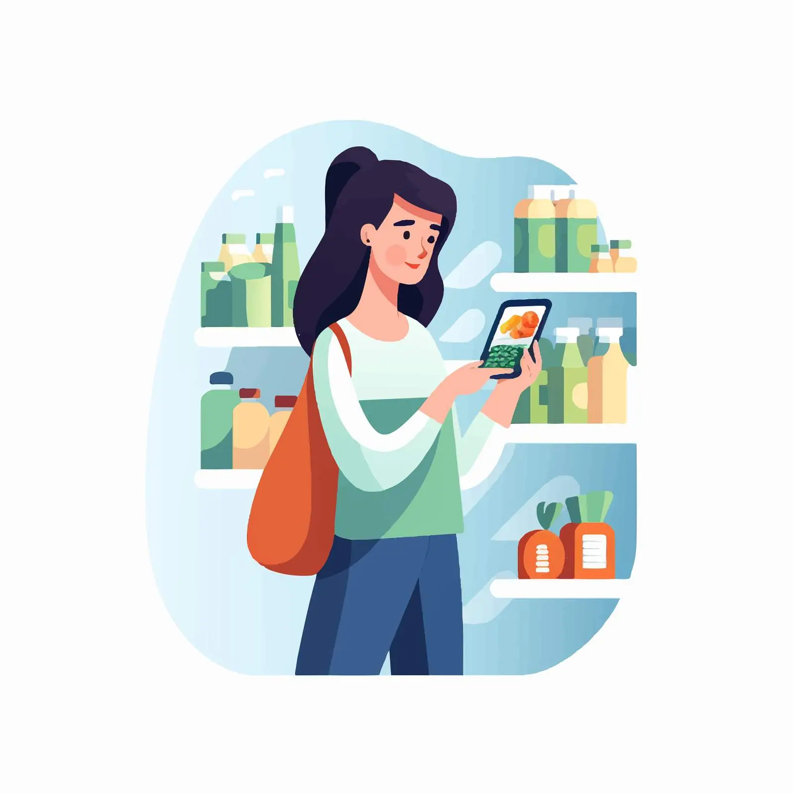 Woman Reading Food Product Label in Grocery Store – free food quality image from Dotvec