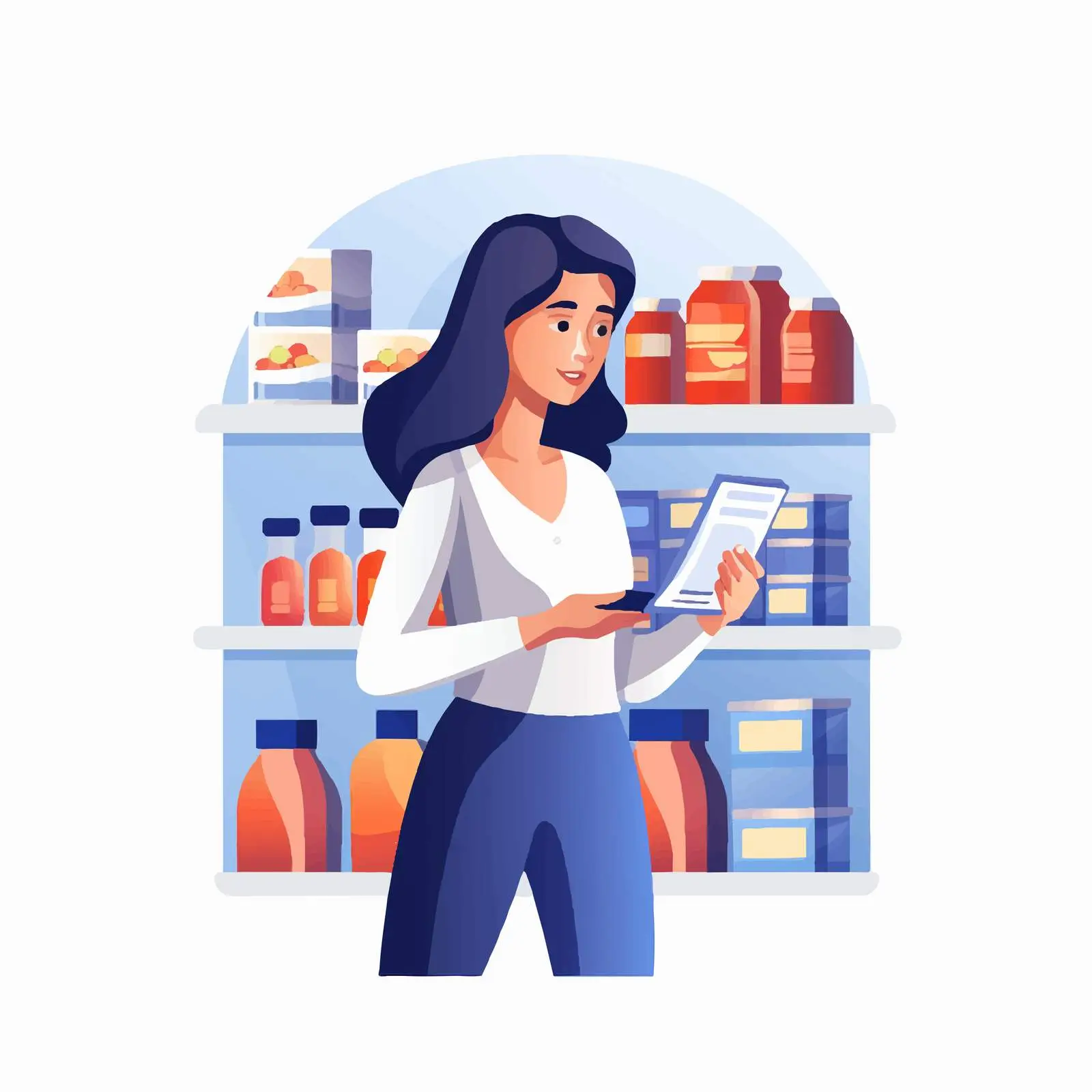 Woman Reading Food Label in Grocery Store – free food quality image from Dotvec
