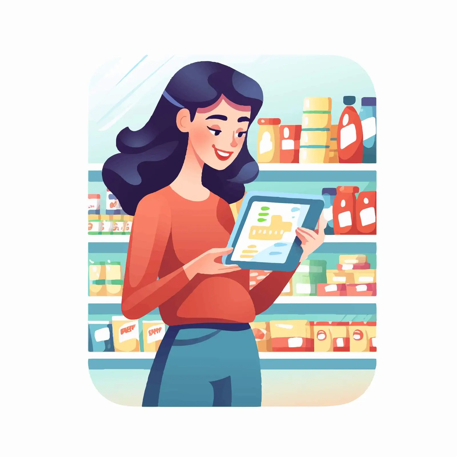 Woman Reading Food Product Label in Grocery Store — free download from Dotvec