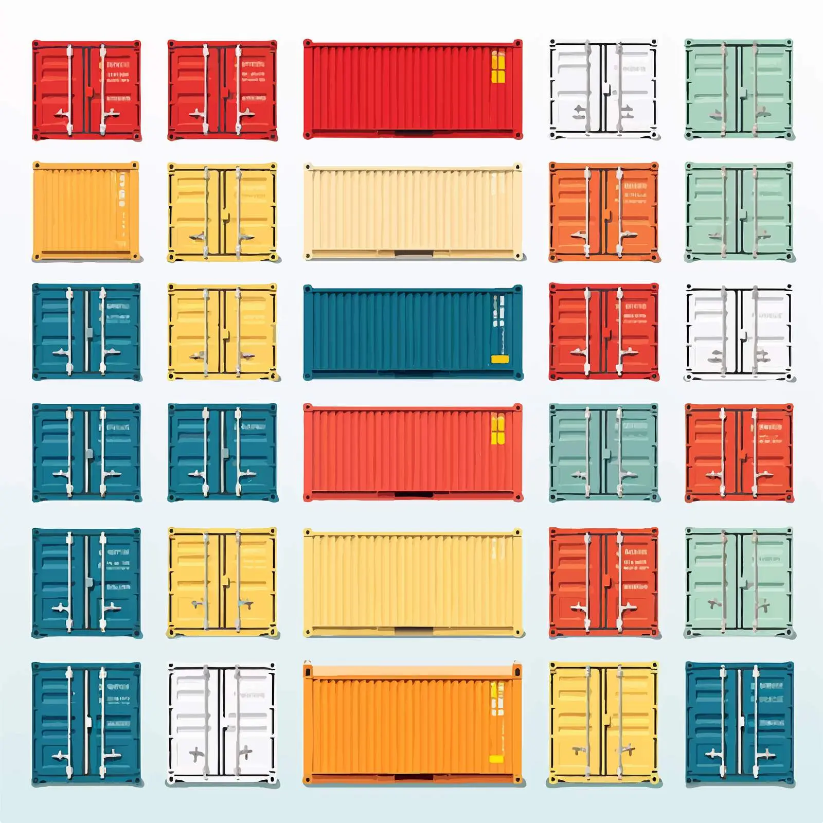 Container Line Vector Illustration on White Background – free urban transport image from Dotvec