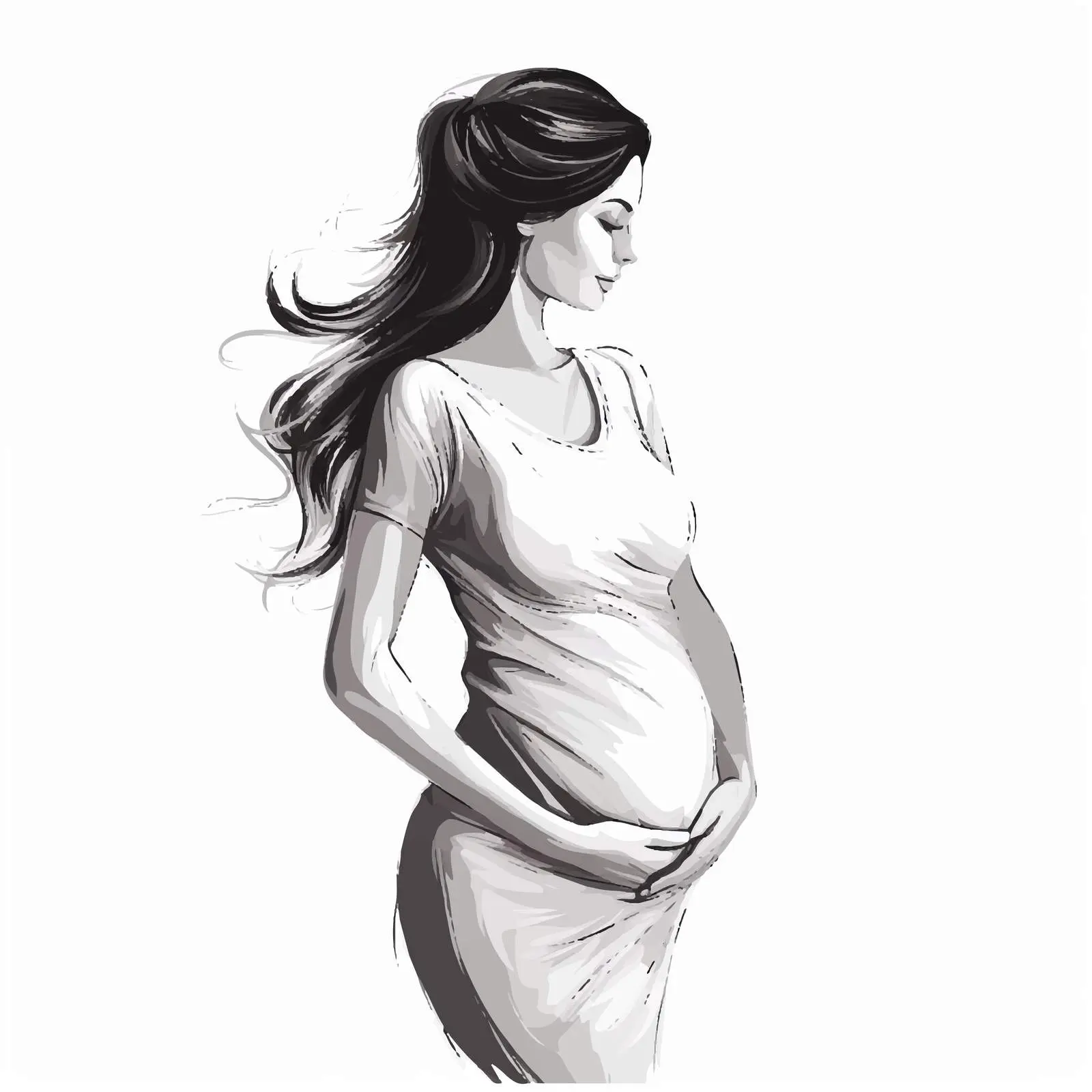 Expectant Mother Pregnancy Contour Illustration — free download from Dotvec
